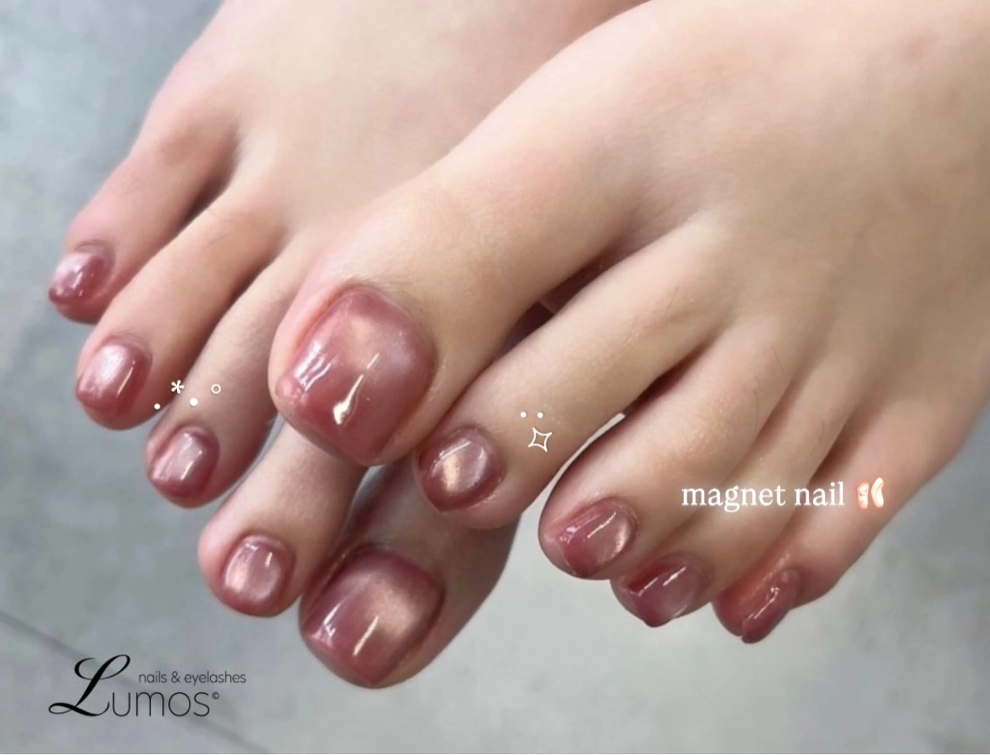 ネイル マグネットネイル ピンク フットネイル Lumos/ 🎀MAI🎀のネイルデザイン
