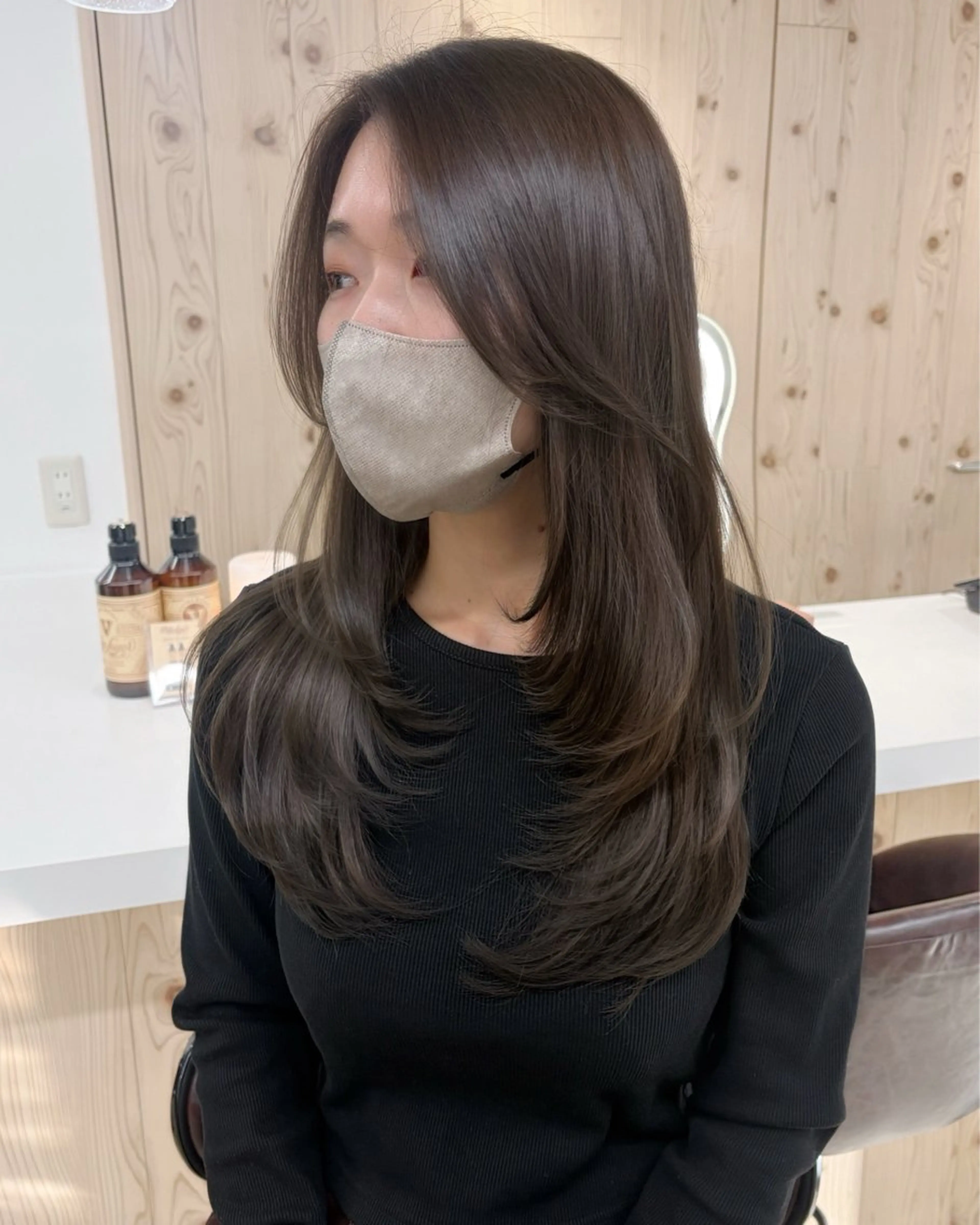 セミロング カラー カット ヘアカラー トリートメント ヘアセット 新宿/韓国ヘア/ 髪質改善ストレートのヘアスタイル