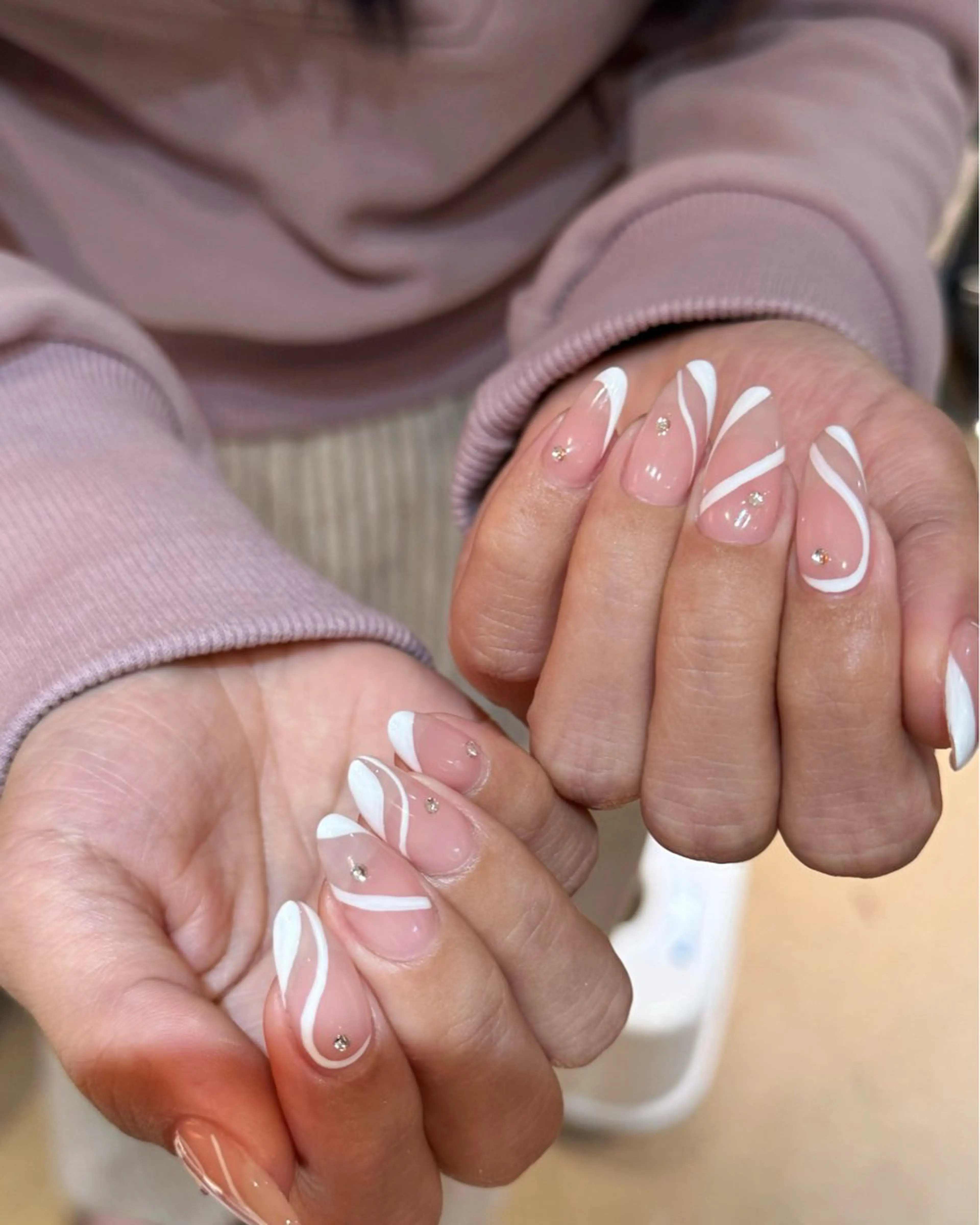 ネイル アートネイル オーロラネイル チークネイル フレンチネイル ガラスフレンチ ハンドネイル 🎀🎀YooLi Nail Salonのネイルデザイン