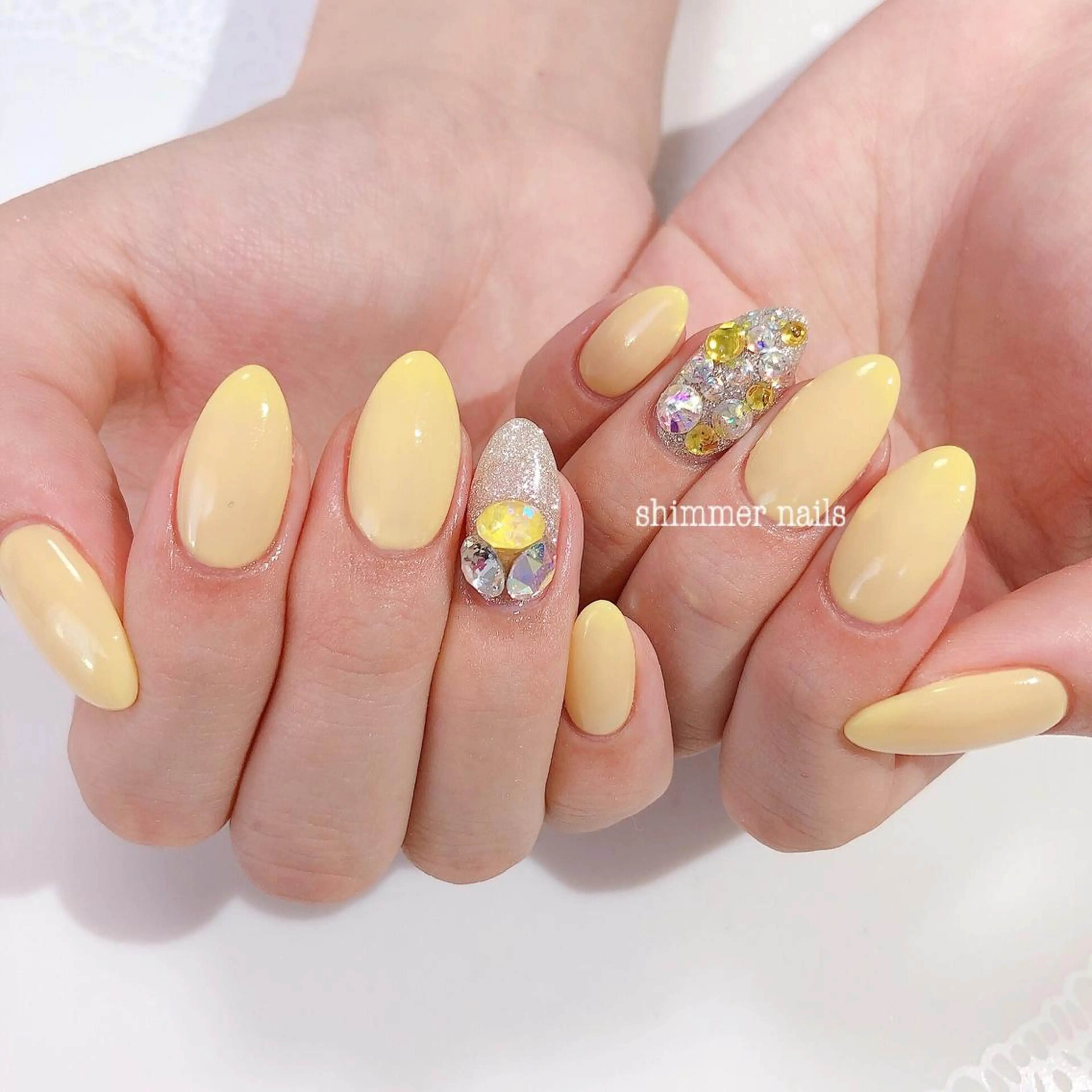 ネイル 黄色 shimmer nailsのネイルデザイン
