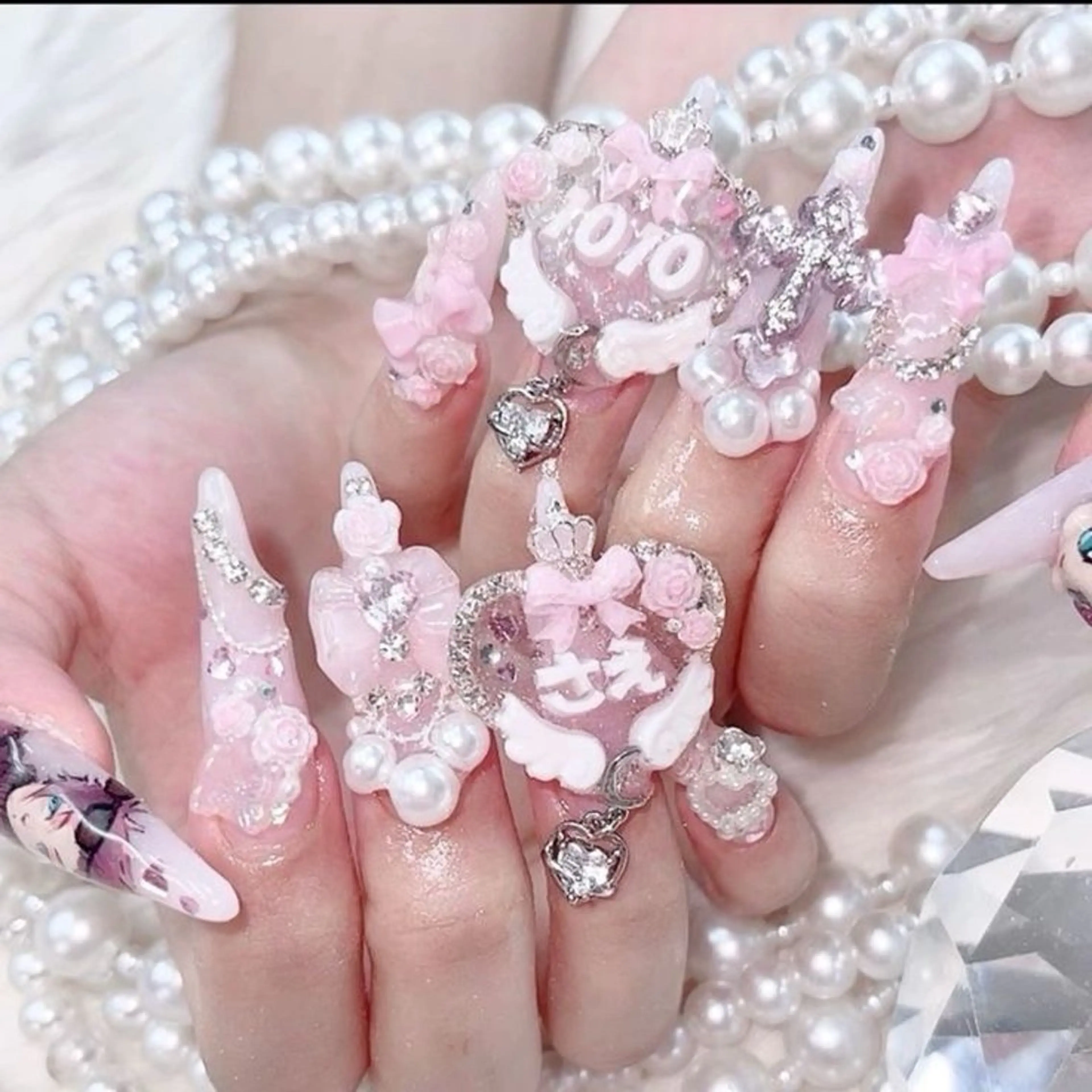 ネイル マグネットネイル ミラーネイル ピンク 冬ネイル Lee Nailsのネイルデザイン