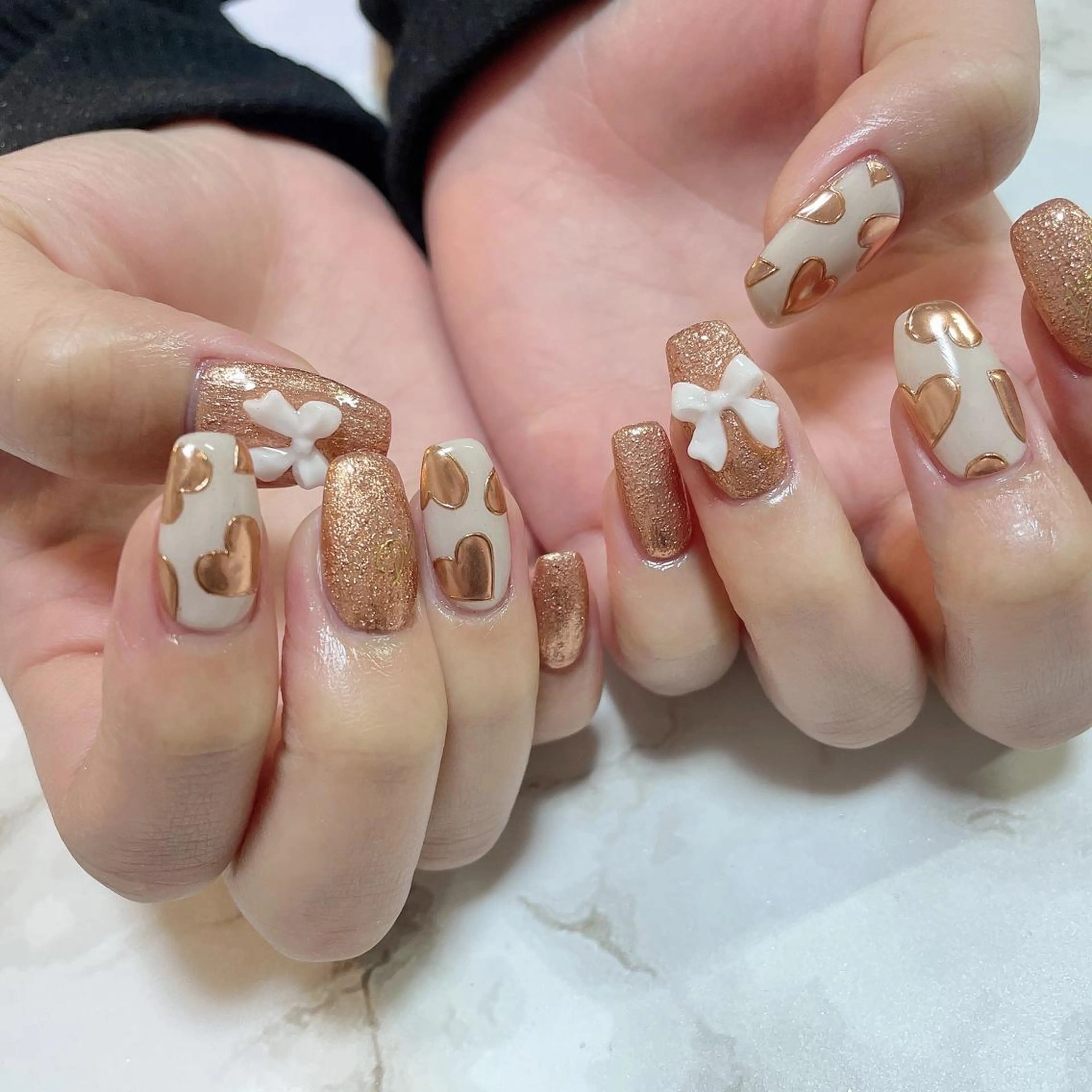 ネイル ハート ミラーネイル ハンドネイル K's nail kotoeのネイルデザイン