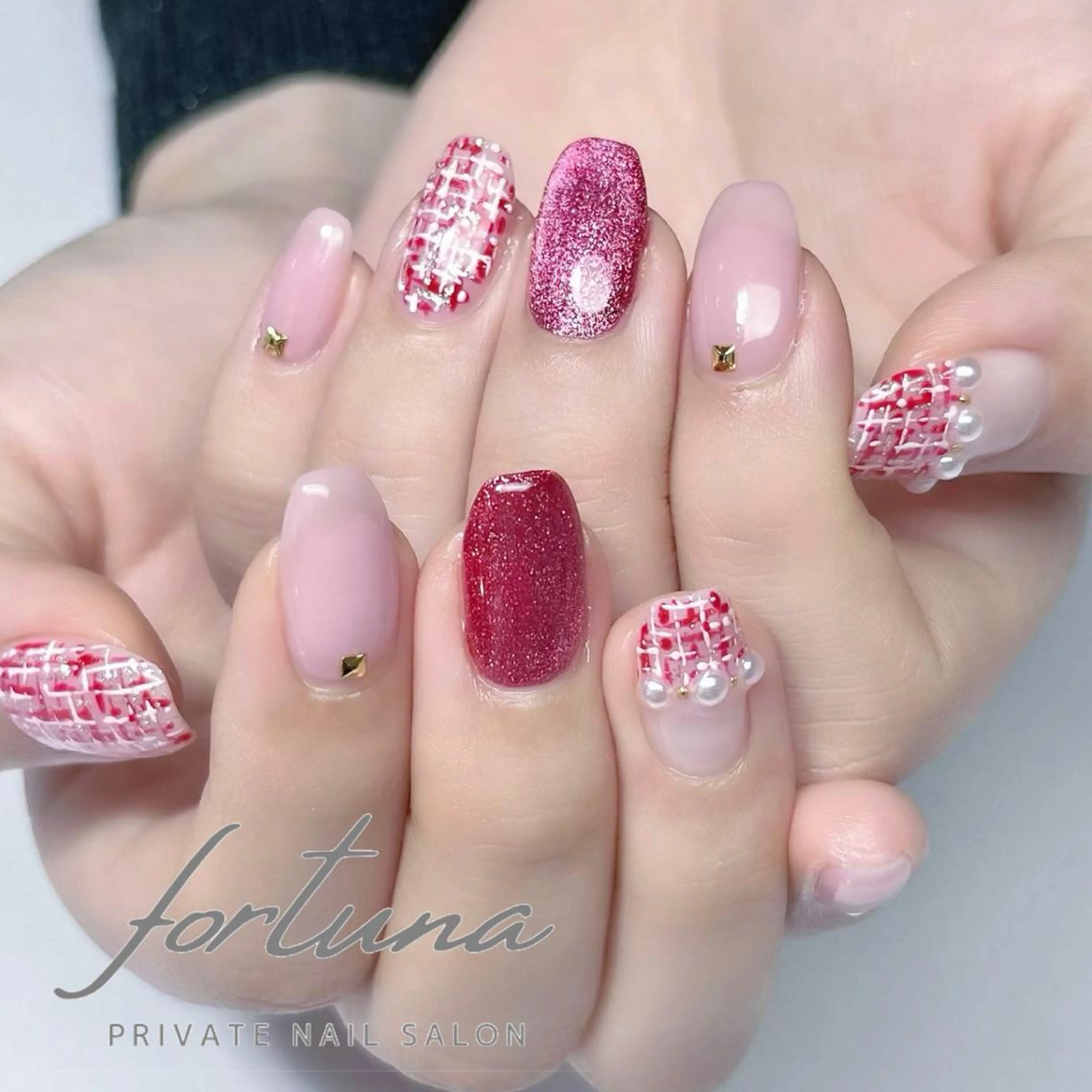 ネイル マグネットネイル ツイードネイル ハンドネイル fortuna 武藤裕美のネイルデザイン