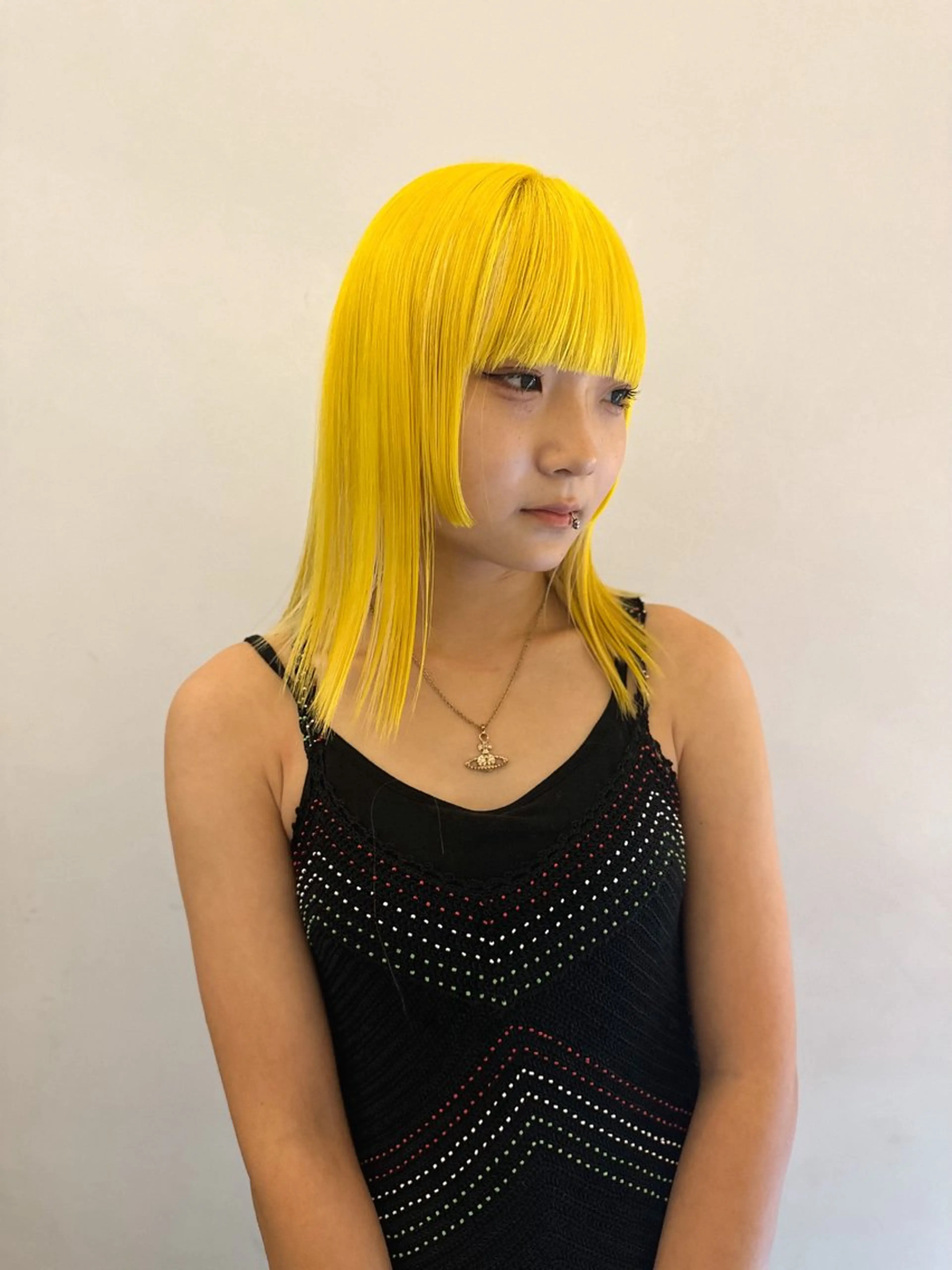ミディアム カラー ブリーチ デザインカラー ダブルカラー ハイライト🌟/ ボブ/豊田のヘアスタイル