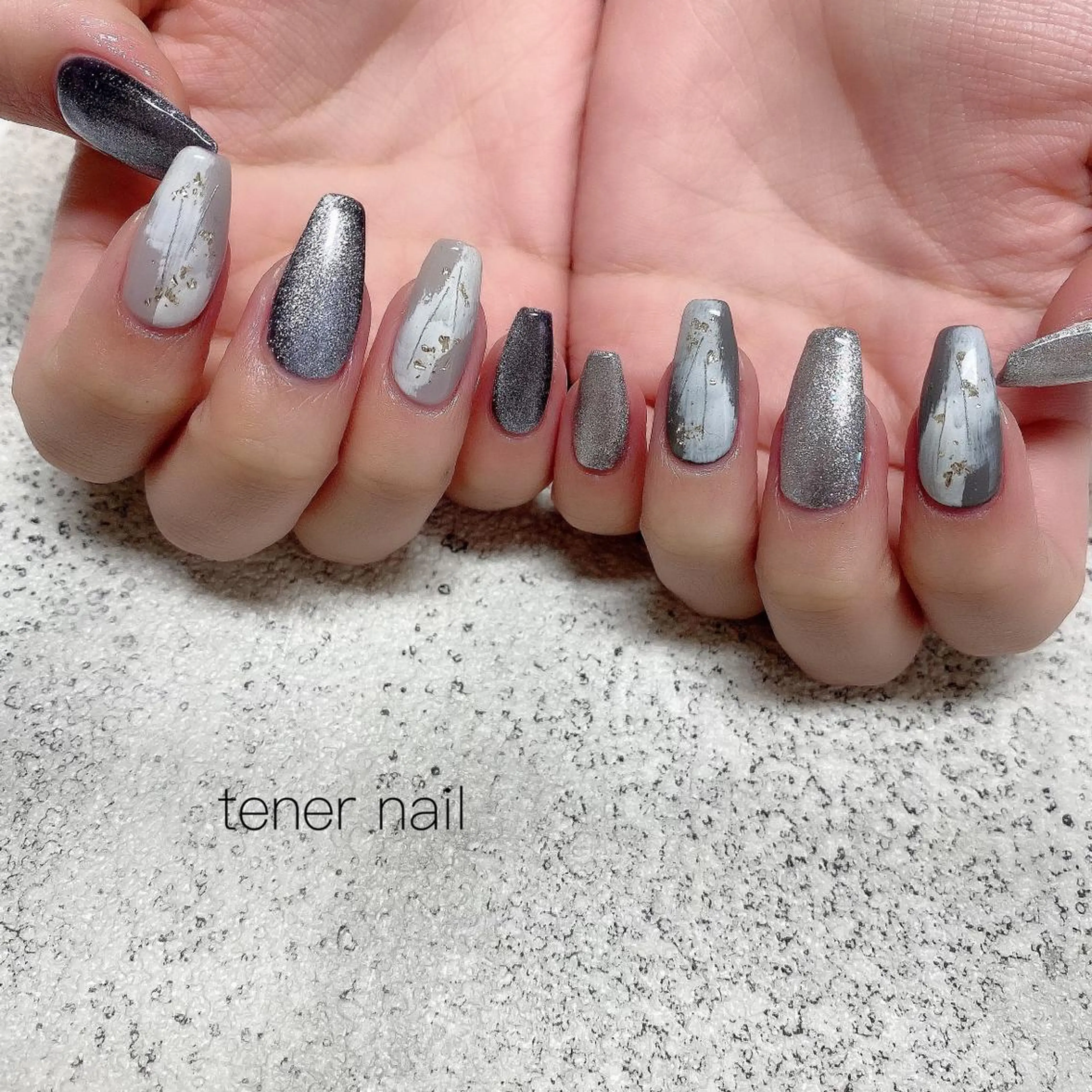 ネイル ネイビー シルバー テネルネイル tener nailのネイルデザイン