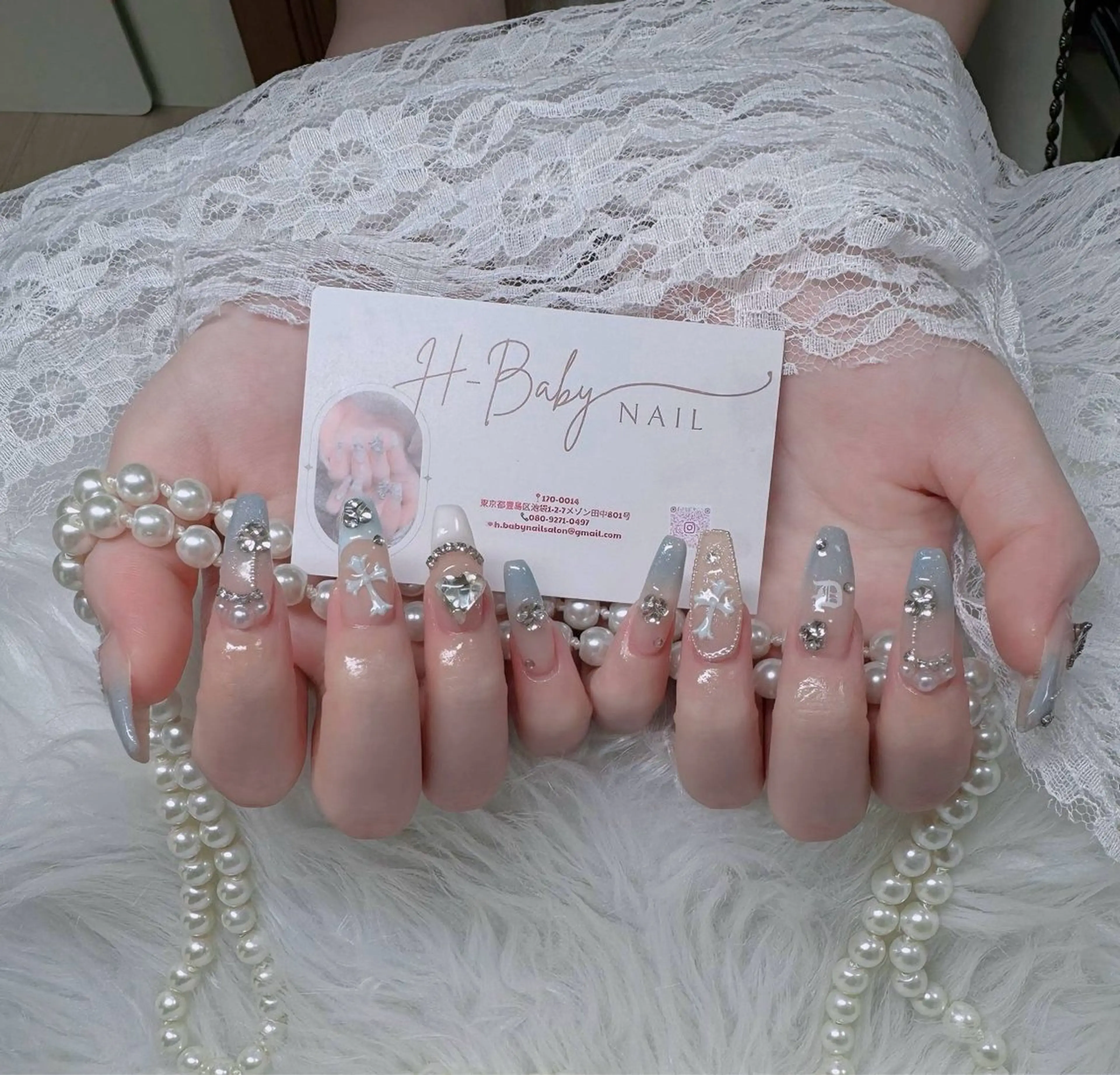 ネイル フレンチネイル ジェルネイル ガラスフレンチ ハロウィン ハート ハンドネイル H.baby Nail Salonのネイルデザイン