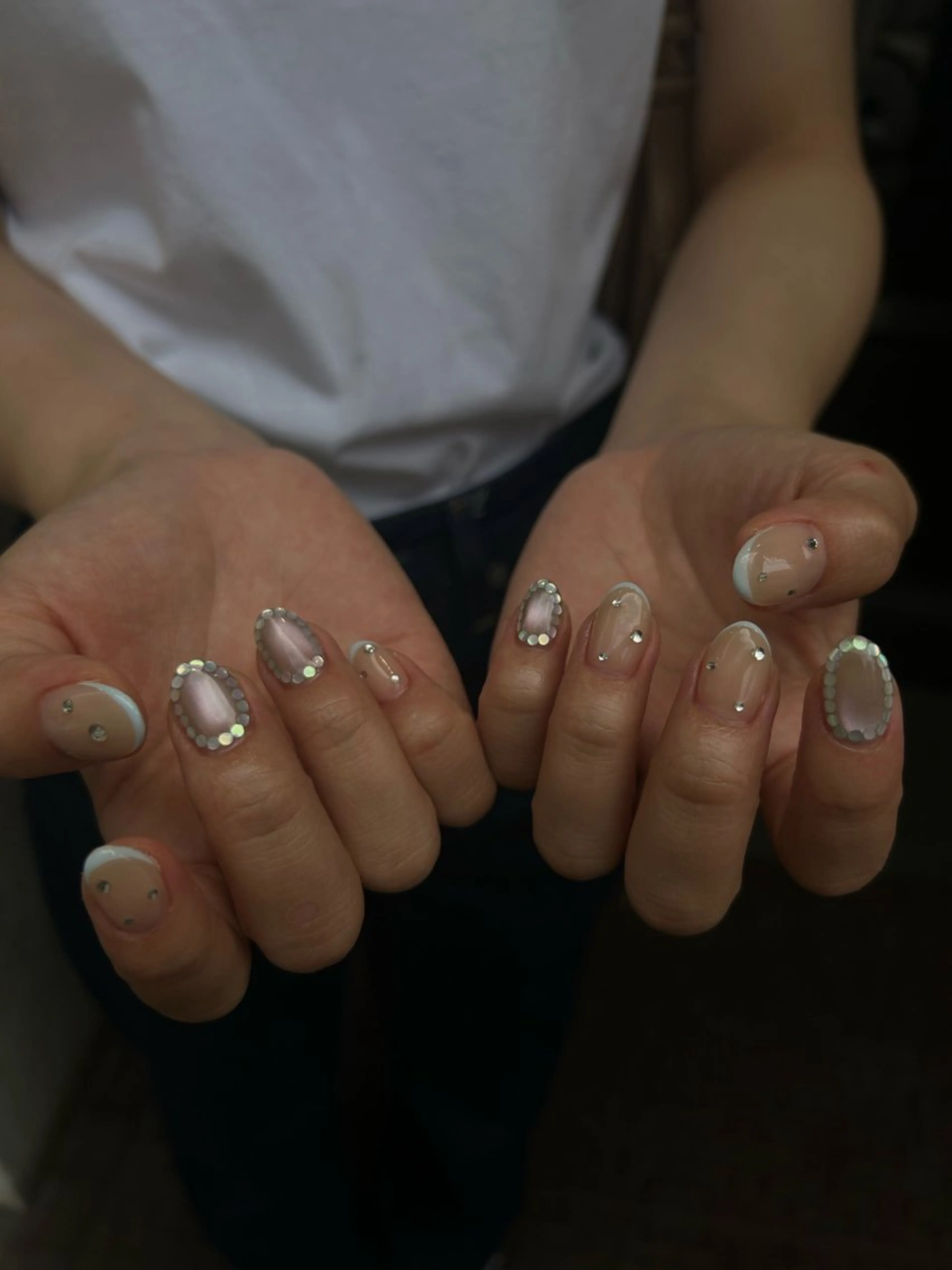 ネイル フレンチネイル マグネットネイル オフィスネイル シンプルネイル sakae yurinaのネイルデザイン