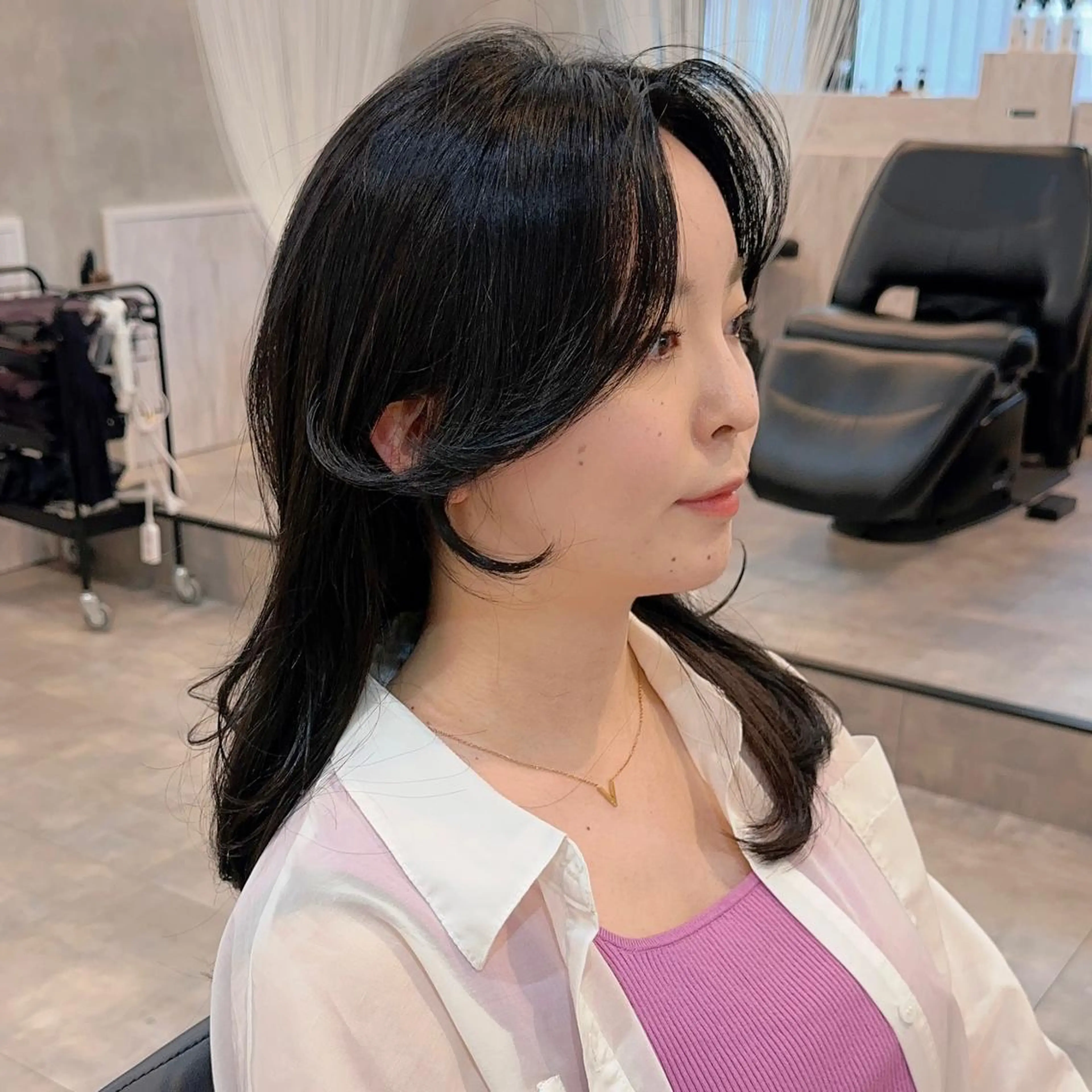 ロング カット ヘアカラー トリートメント 🌹ハッシュカット、 レイヤー韓国ヘア🌹のヘアスタイル