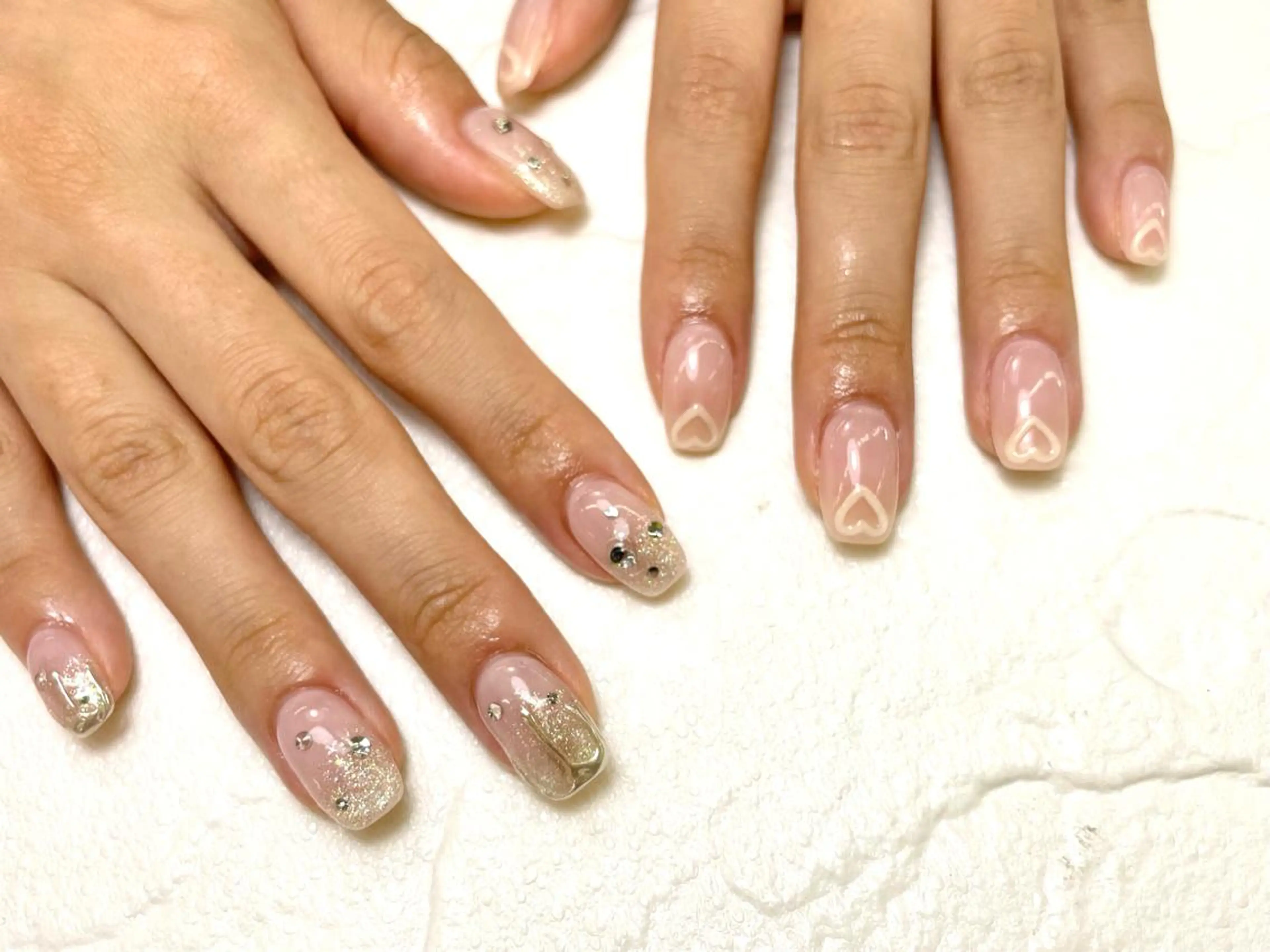 ネイル グラデーション ハート ラメ(グリッター) ラメグラデーション 持ち込み MINORI Nail&Waxのネイルデザイン