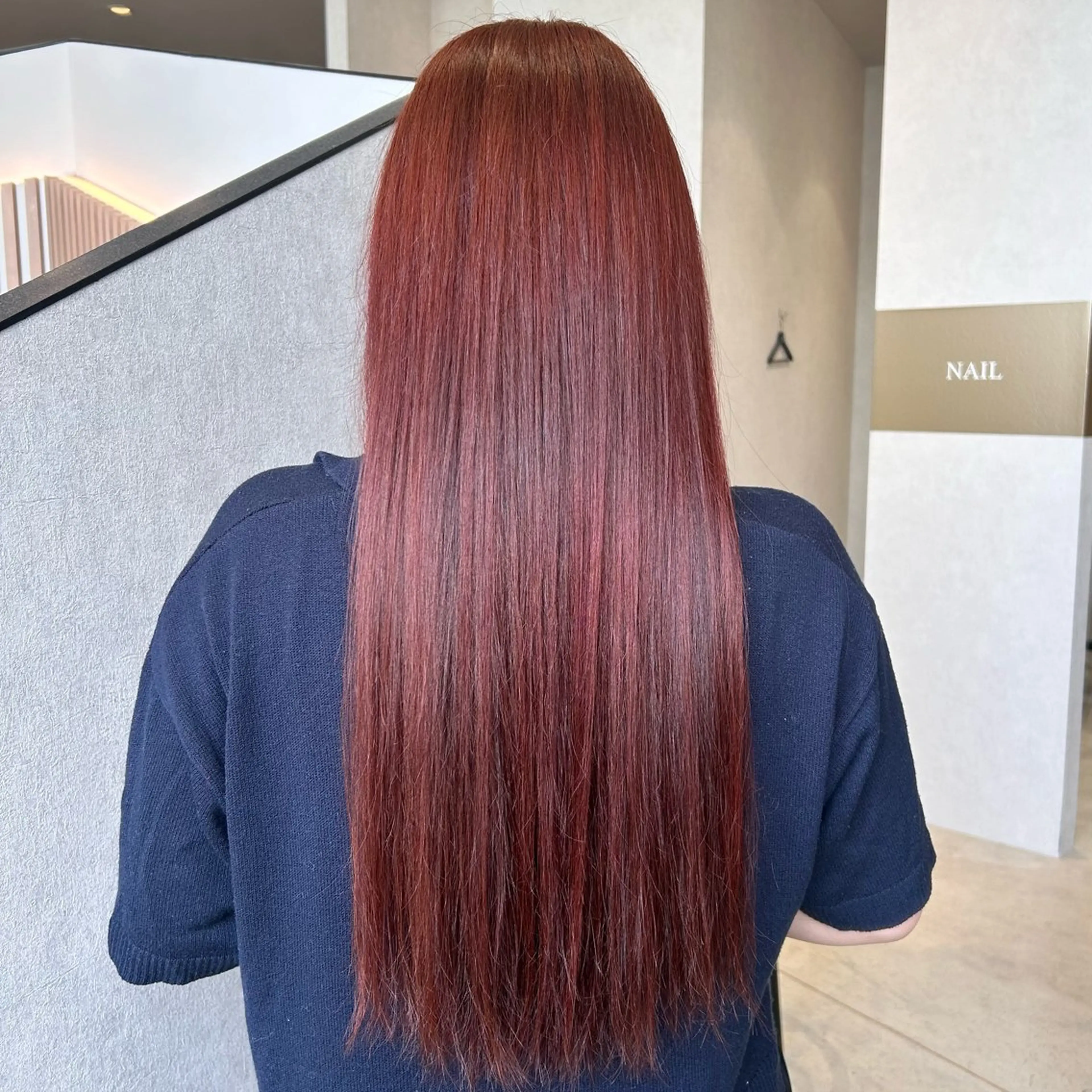 ロング カラー レッドカラー ヘアカラー 馬場 美咲のヘアスタイル