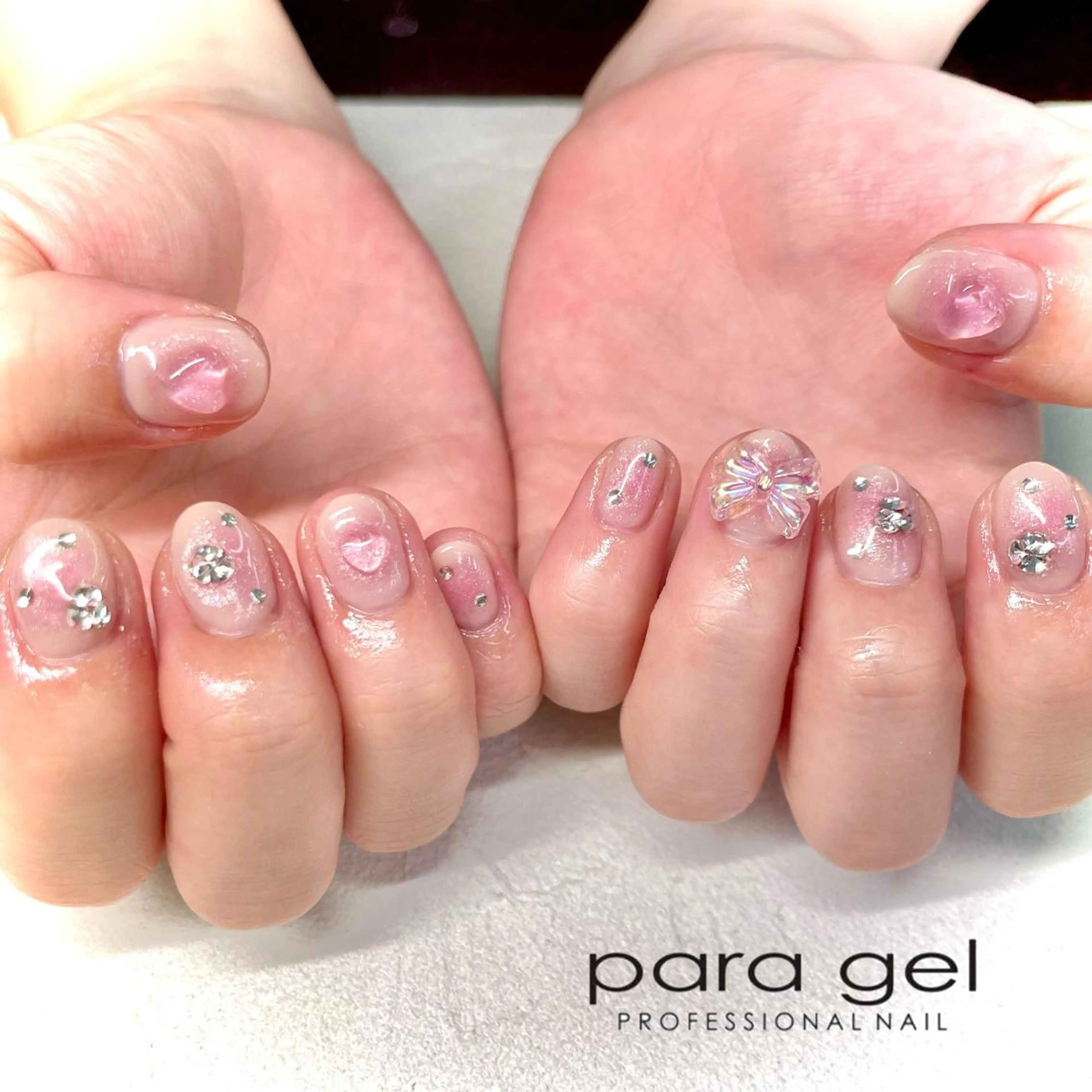 ネイル チークネイル ジェルネイル グラデーション パラジェル ハンドネイル Bianca🎀 ONODERAのネイルデザイン