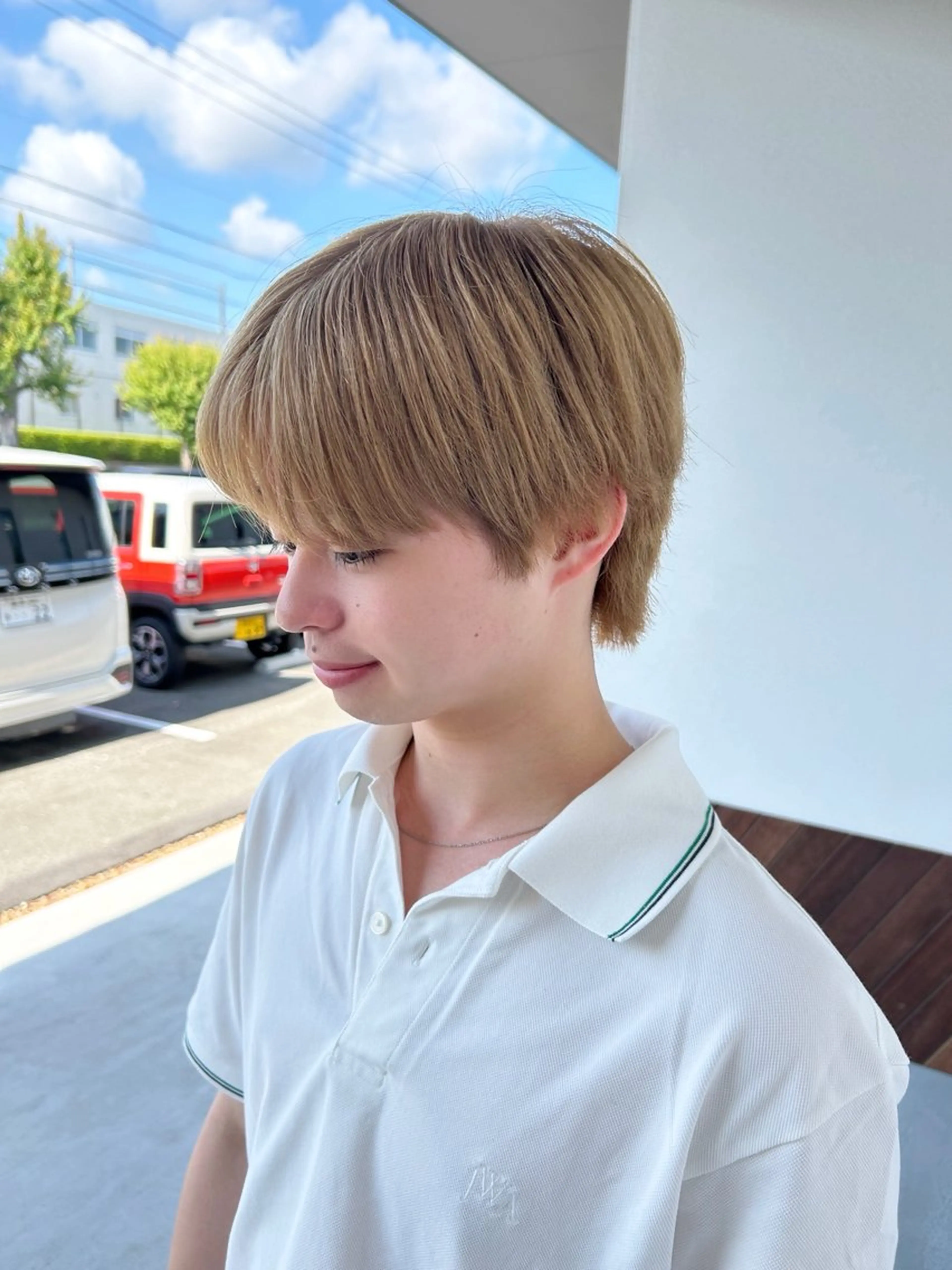 ショート カラー メンズ メンズハイトーン ベージュカラー ブロンド ハイトーンカラー カイト/透明感カラー /艶髪のヘアスタイル