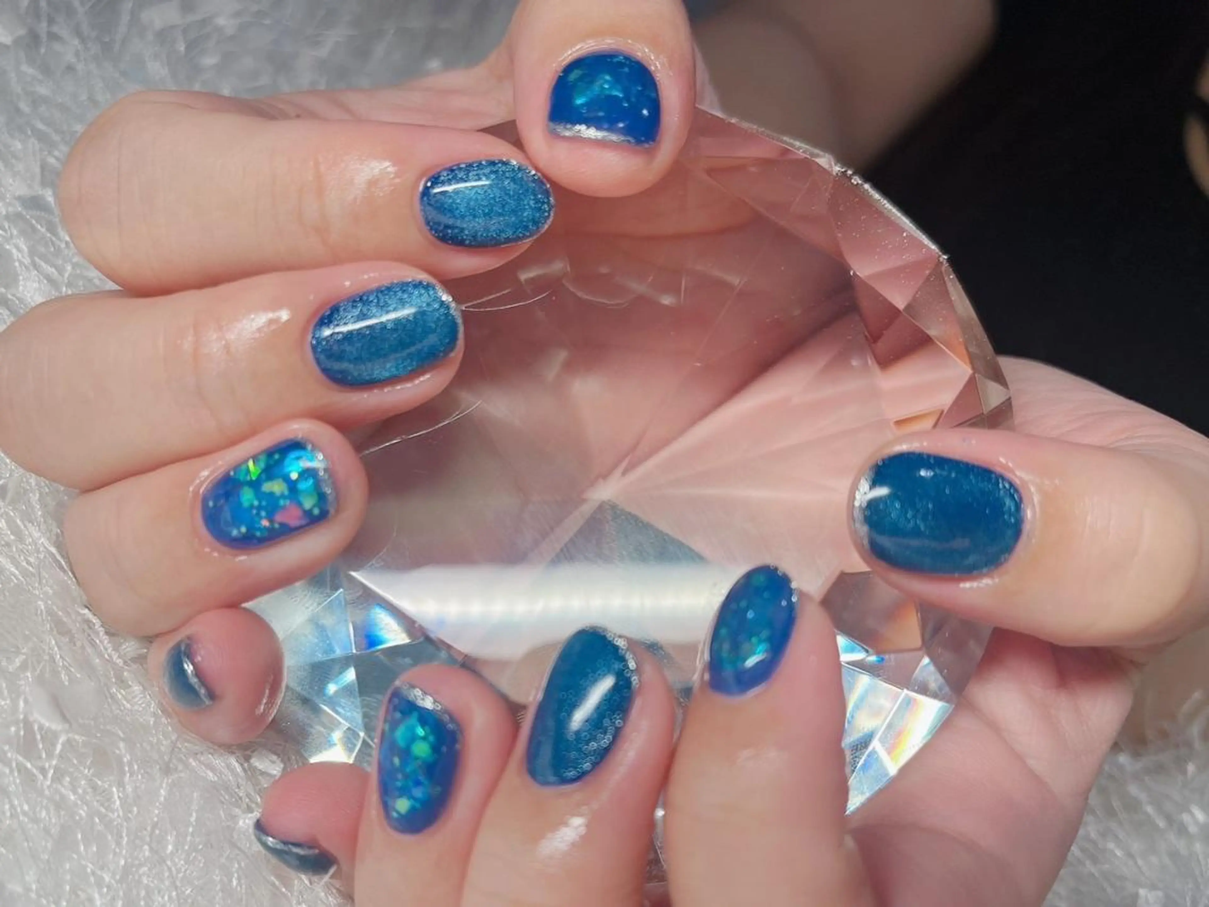ネイル 長さ出し フレンチネイル ジェルネイル グラデーション ホログラムネイル ハンドネイル Nail&eye Belire 新宿のネイルデザイン