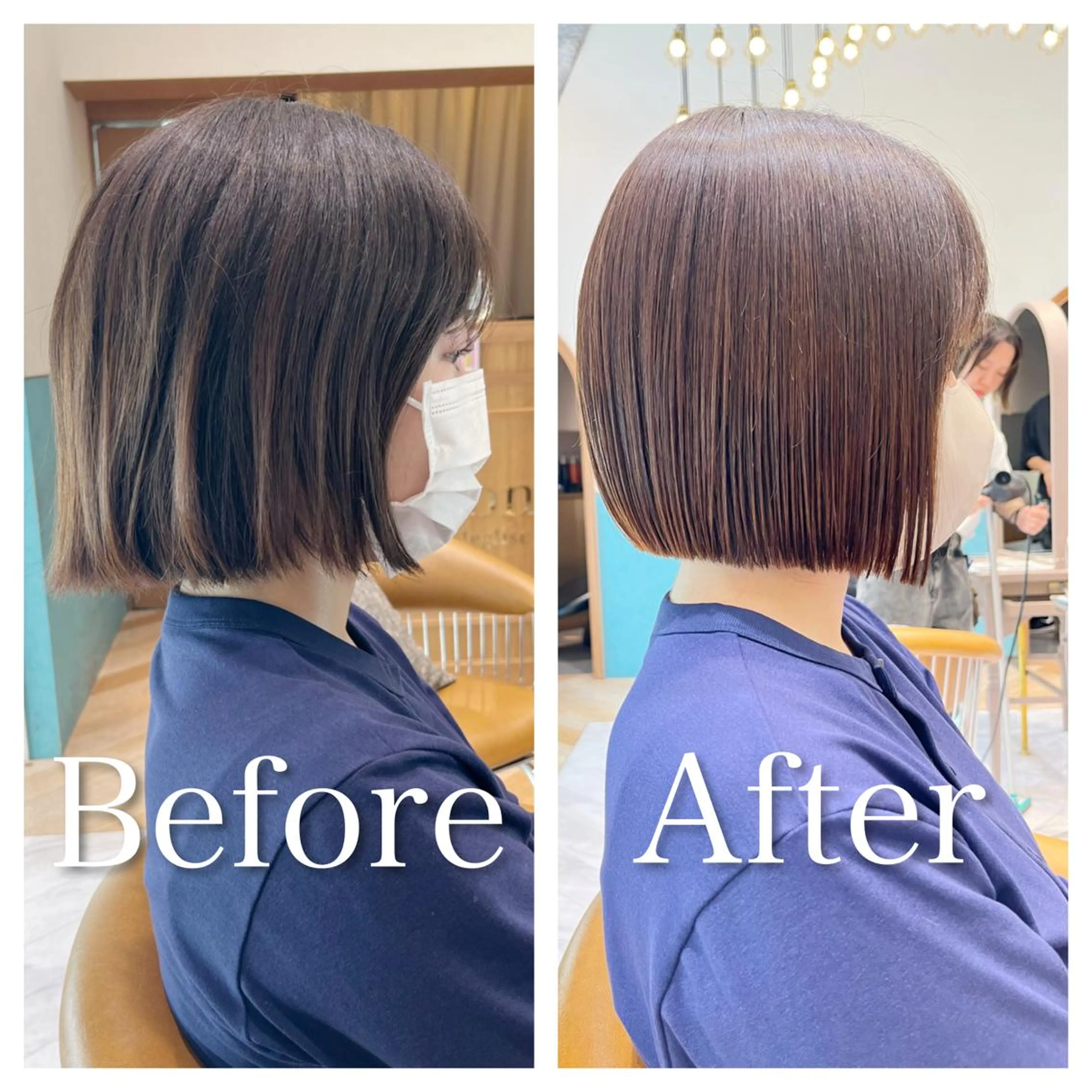 ミディアム カット 縮毛矯正 トリートメント エリアNo.1ボブ 💟Nanatsuのヘアスタイル