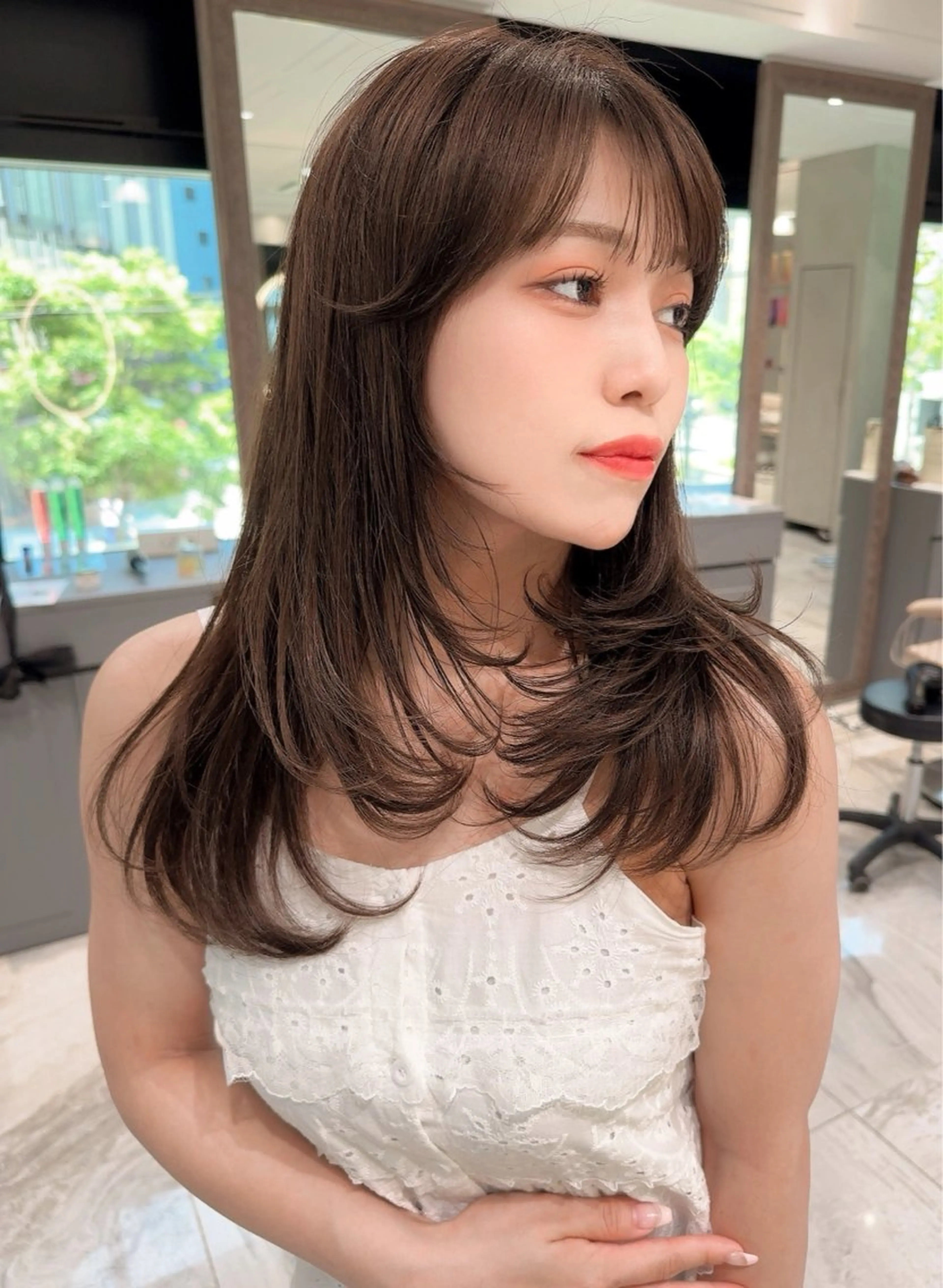 ミディアム カラー 木屋元一/透明感 /前髪/ショートボブのヘアスタイル