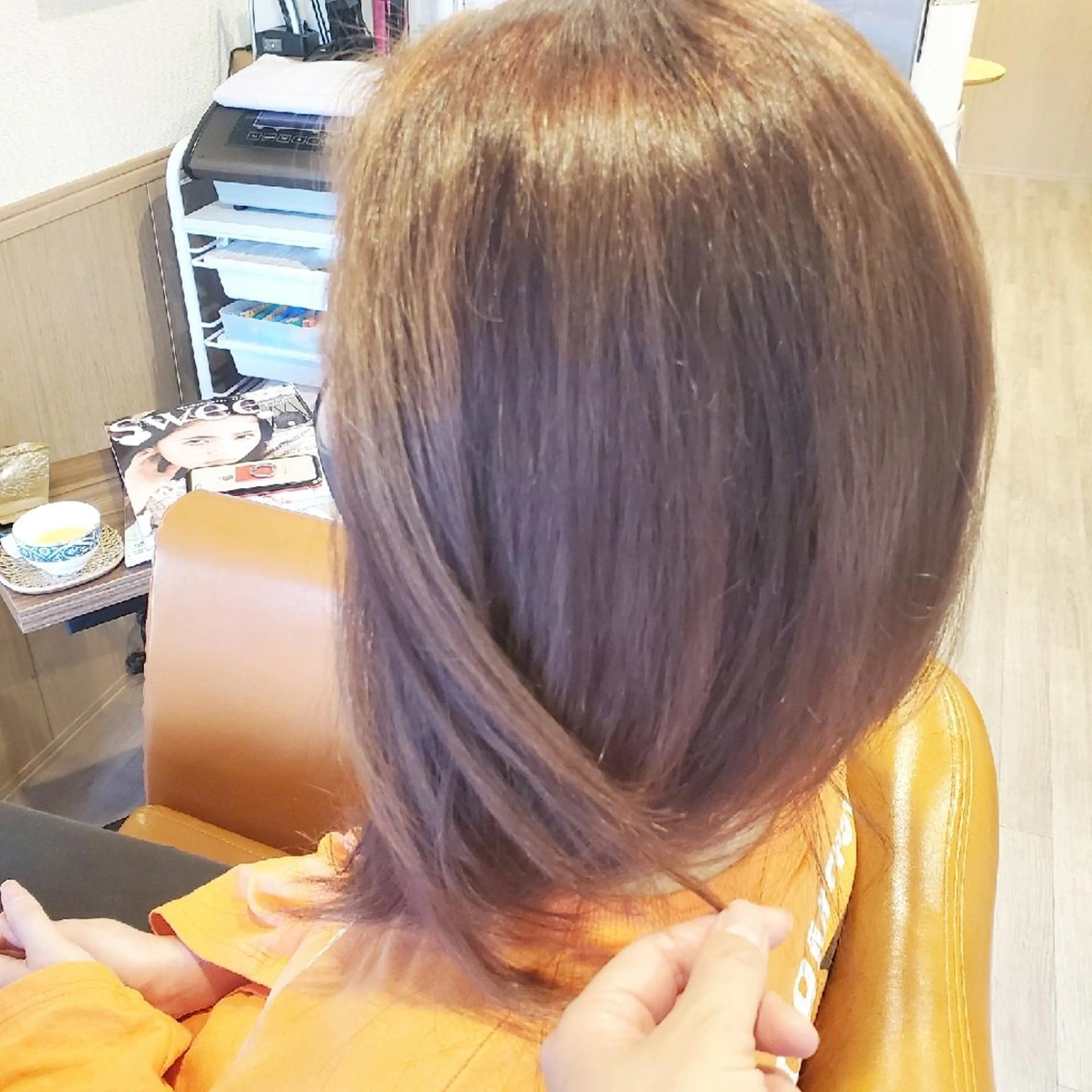 セミロング パーマ 外国人風カラー 縮毛矯正 トリートメント 酸熱トリートメント カット 縮毛矯正 spa hair  ark 富井直美のヘアスタイル