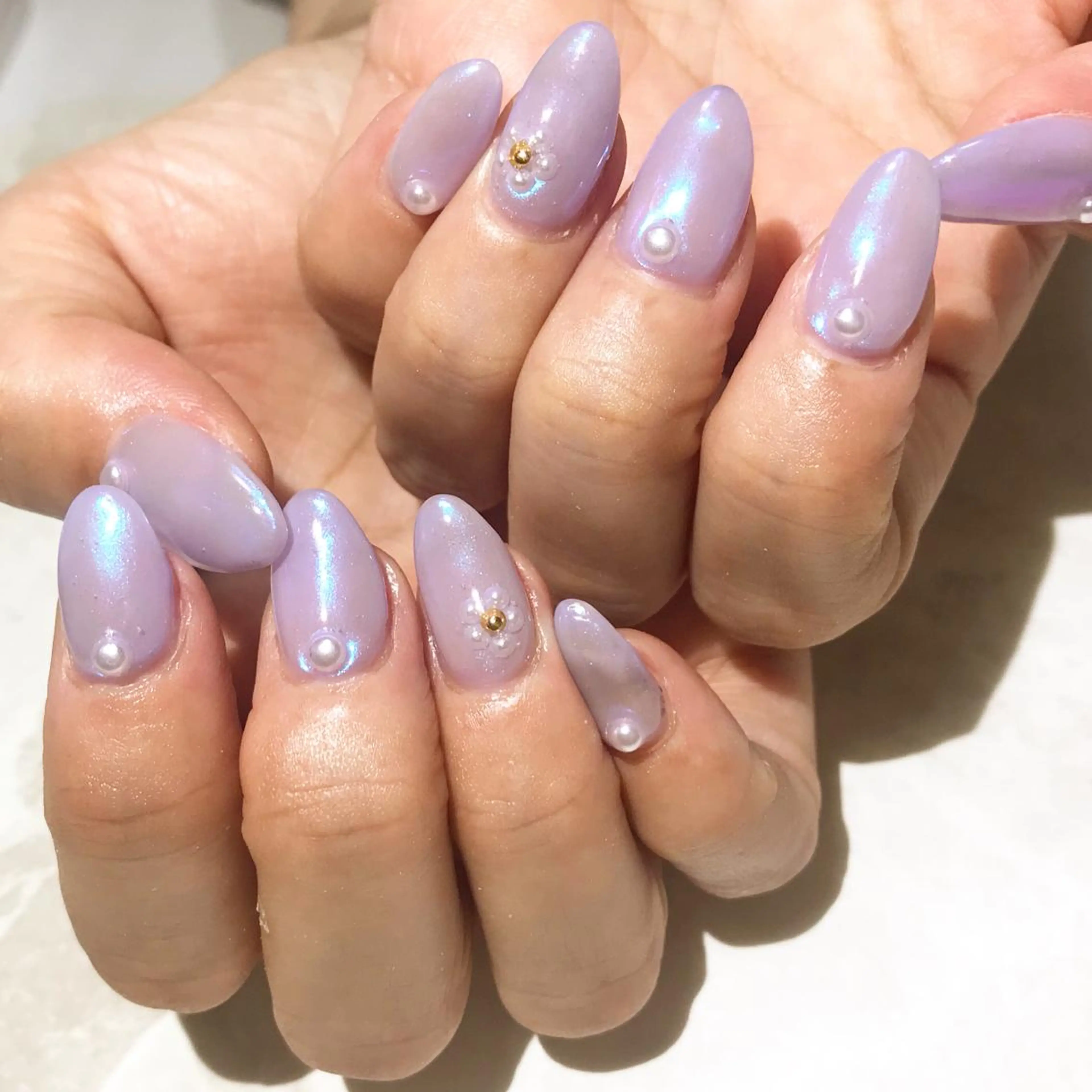 ネイル オーロラネイル フットネイル ミラーネイル ニュアンスネイル パープル nail fufla ♡yamane♡のネイルデザイン