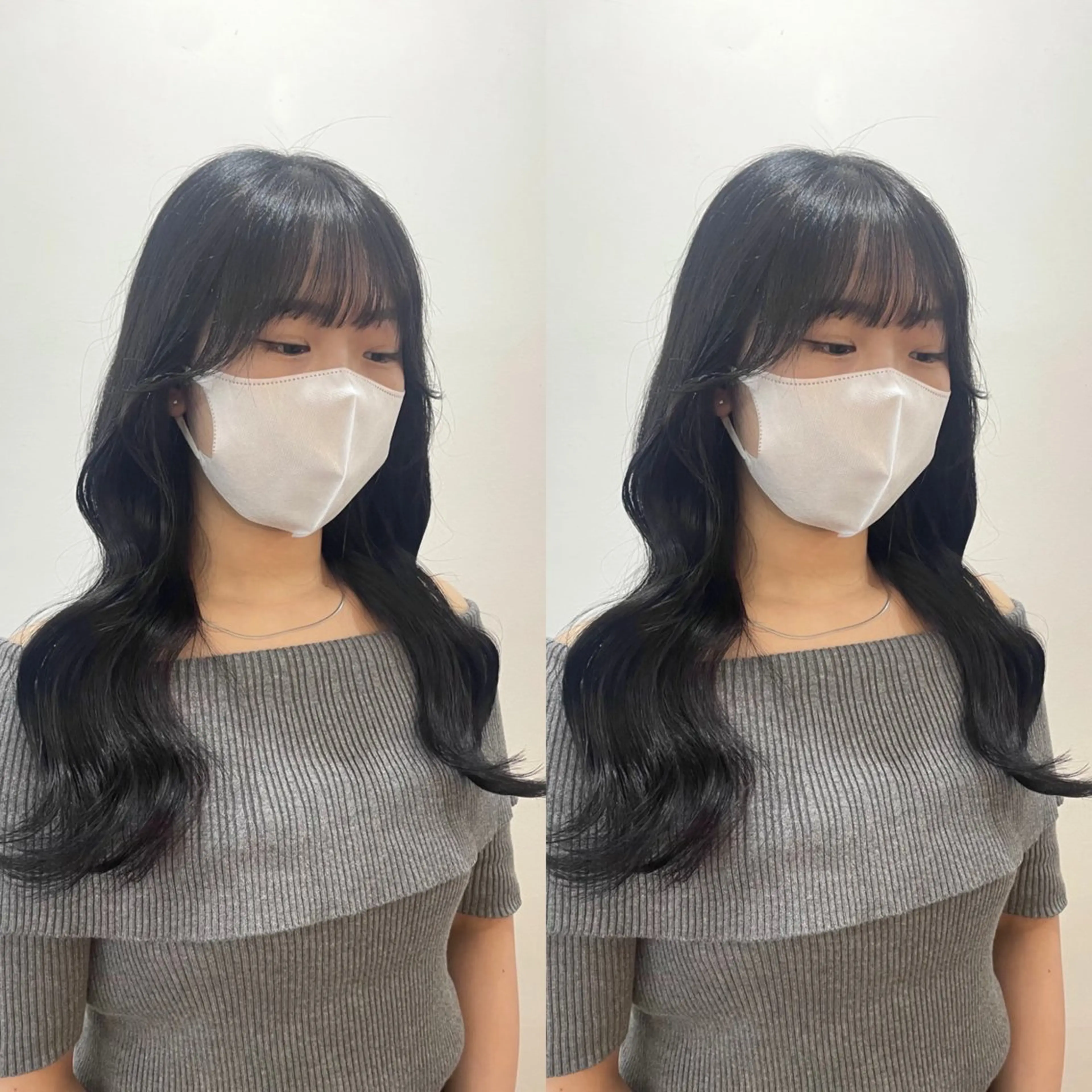 ロング カラー 黒髪 ブルーカラー ブルーブラック 透明感カラー 韓国風ヘア mopa_kaede 暖色カラー/ロングのヘアスタイル