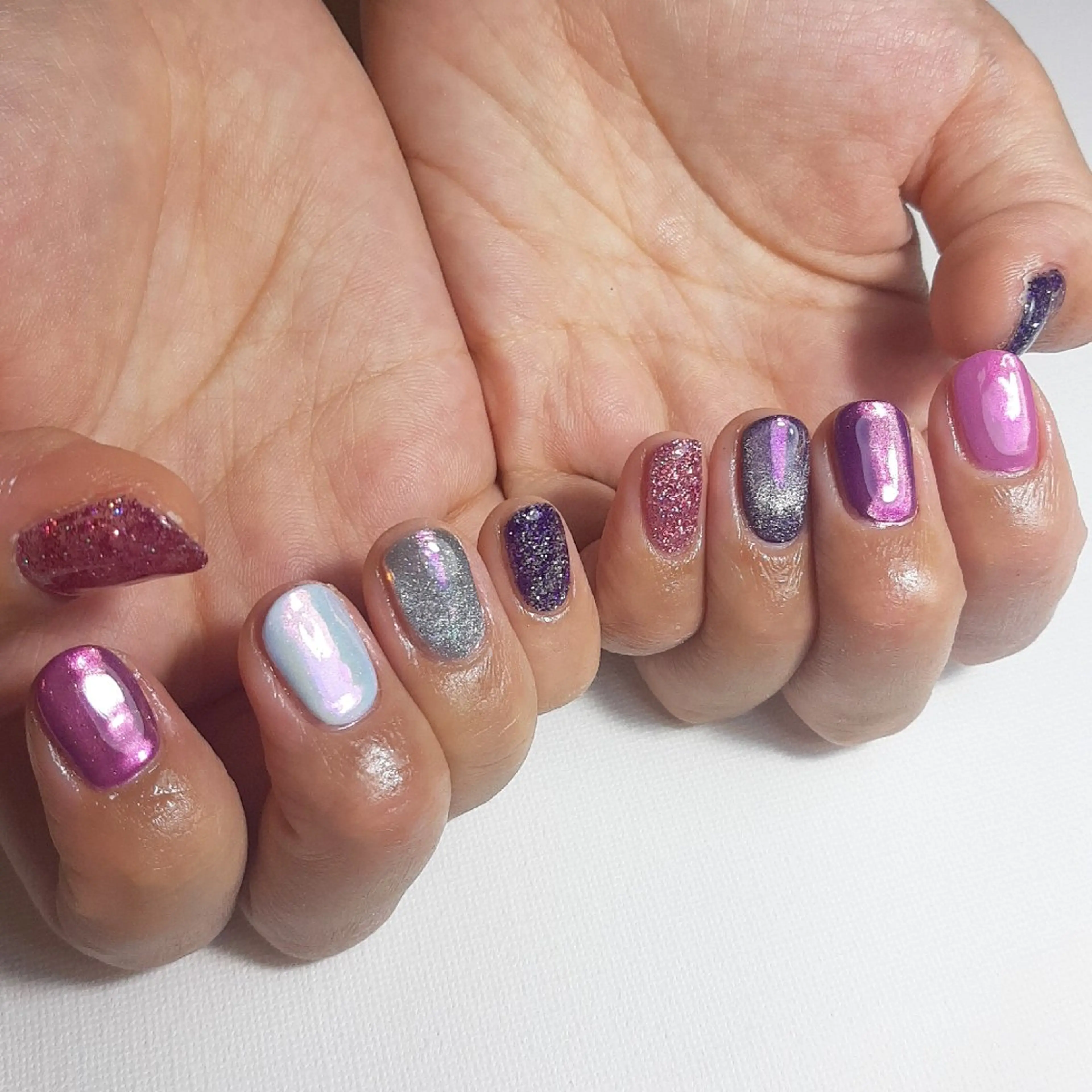 ネイル オーロラネイル ジェルネイル マグネットネイル 持ち込み ショートネイル owlnail /持込みデザイン専門のネイルデザイン