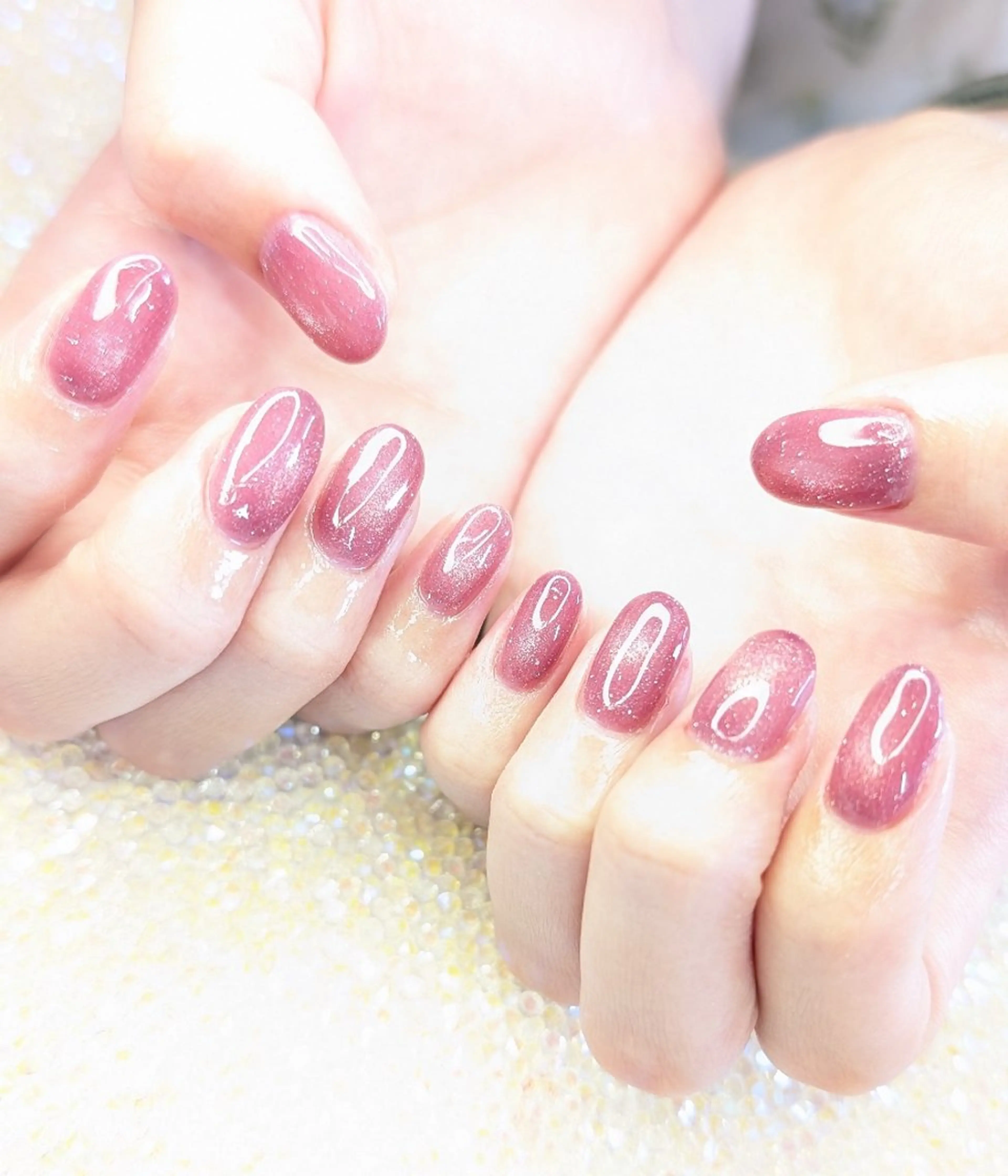 ネイル 長さ出し ハート 韓国ネイル マグネットネイル ニュアンスネイル I LOVE ME NAIL.｡.:*♡のネイルデザイン