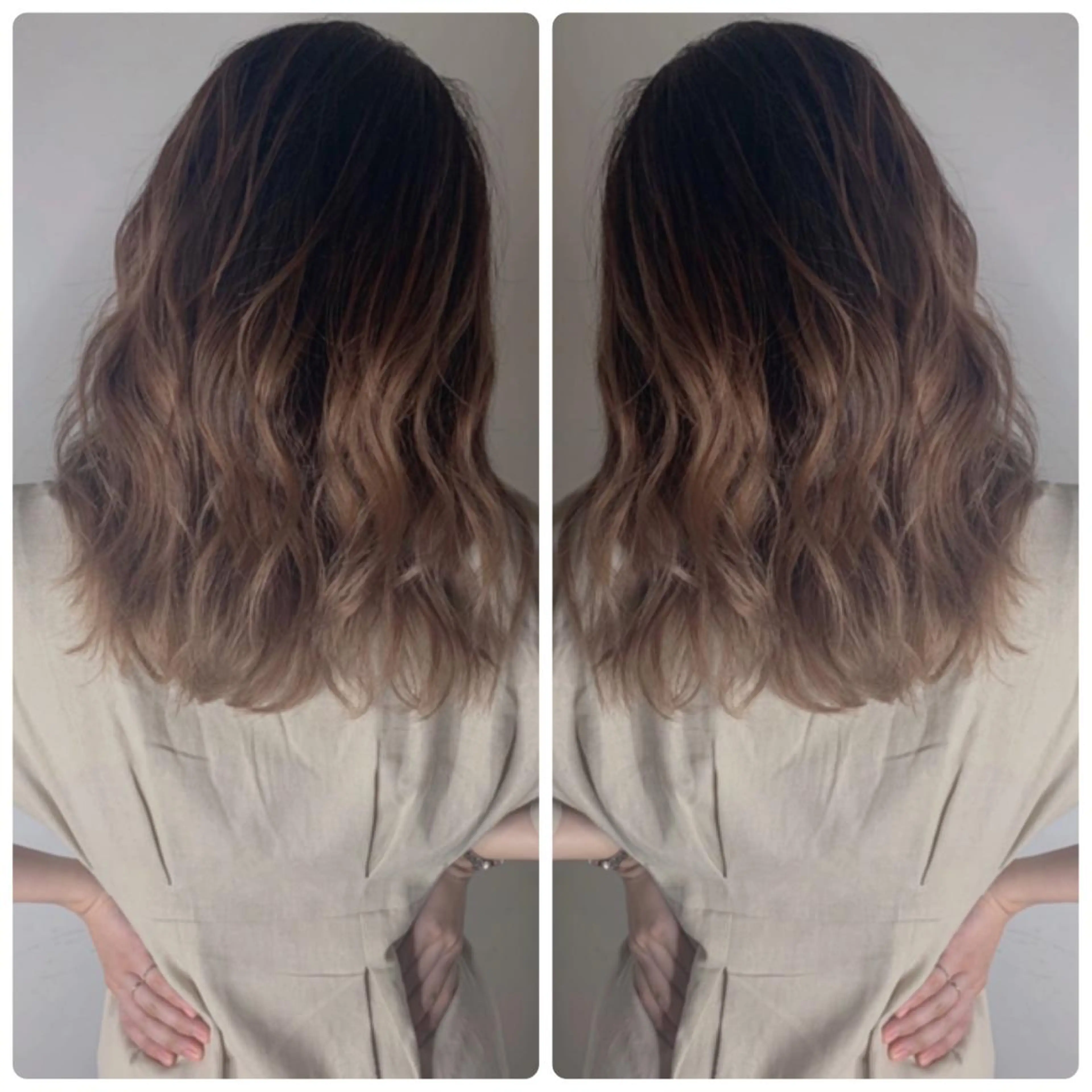 ミディアム カラー アッシュ バレイヤージュ ブリーチ デザインカラー グレージュ カット ヘアカラー トリートメント 京都大人女性ショート 徒歩1分/秋山のヘアスタイル