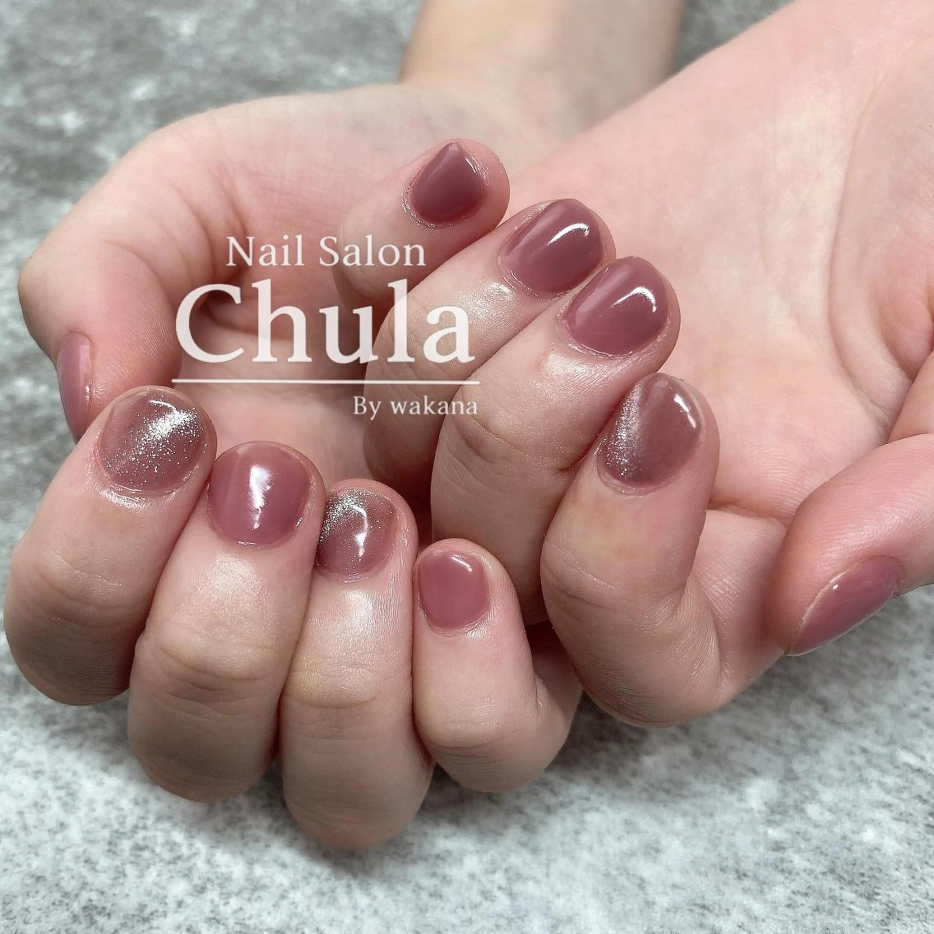 ネイル マグネットネイル オフィスネイル ワンカラーネイル ピンク シンプルネイル ハンドネイル Nailsalon Chulaのネイルデザイン