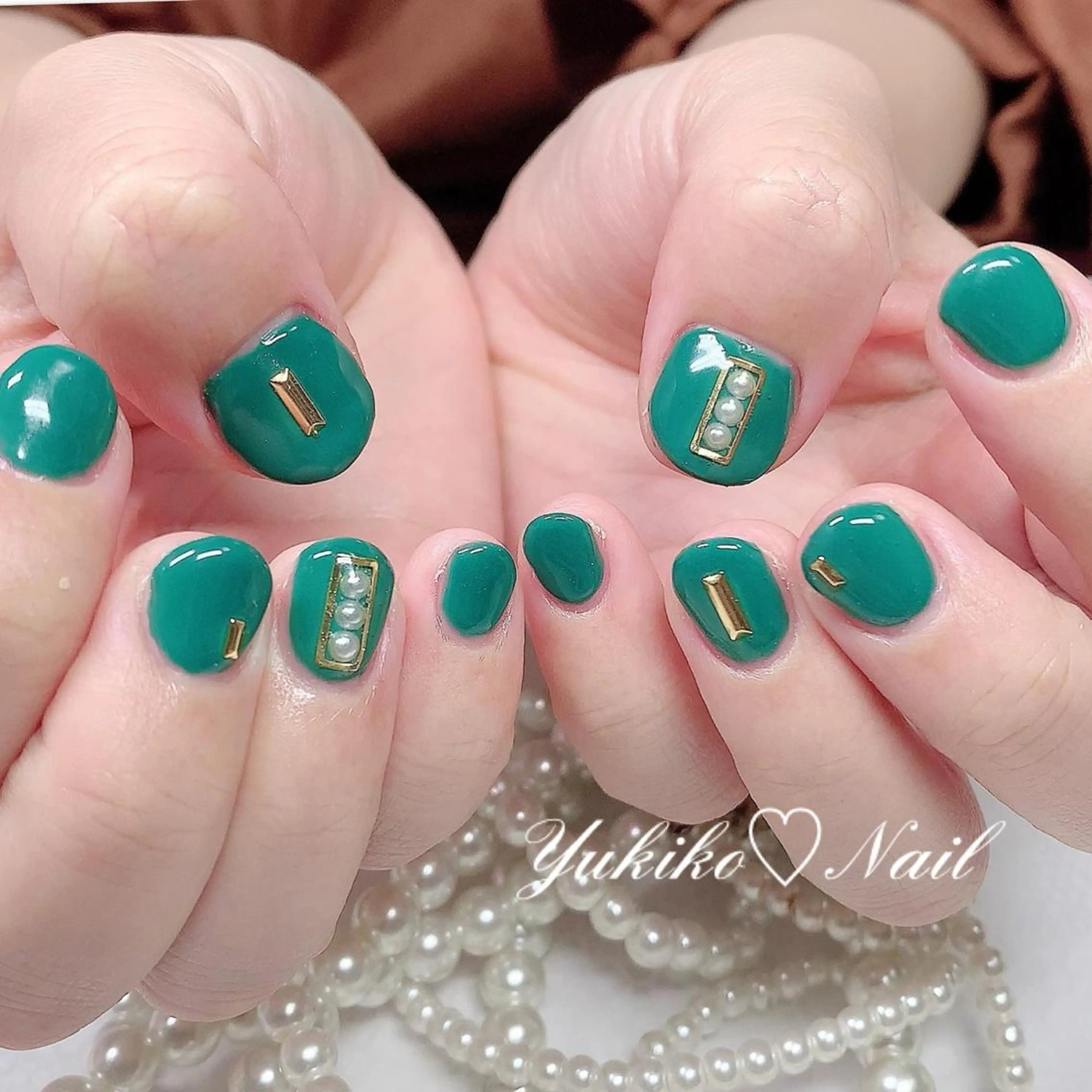 ネイル グリーン 持ち込み ユキコ ネイルのネイルデザイン