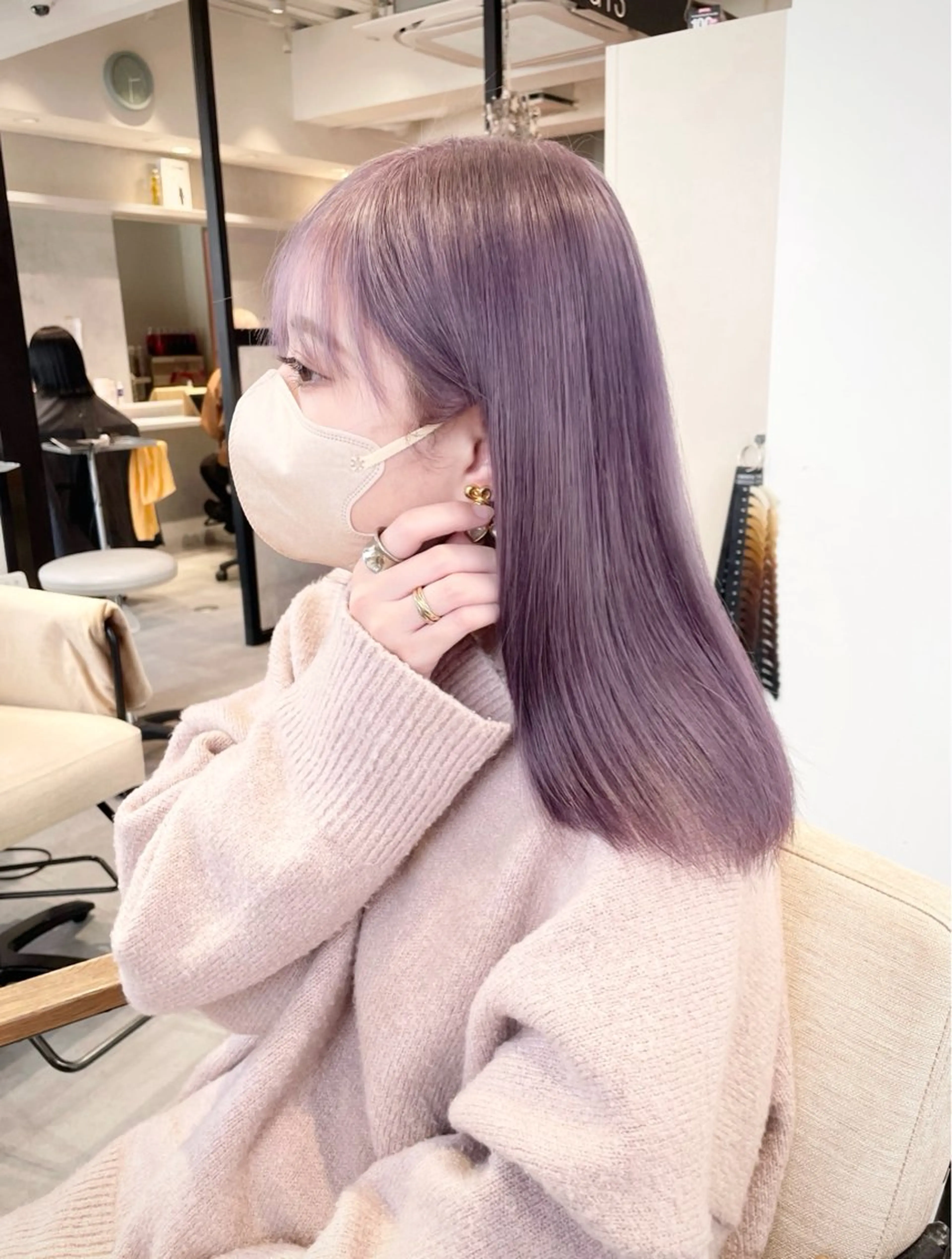 セミロング カラー 💚ブリーチカラー 指名🥇💚ユウスケのヘアスタイル