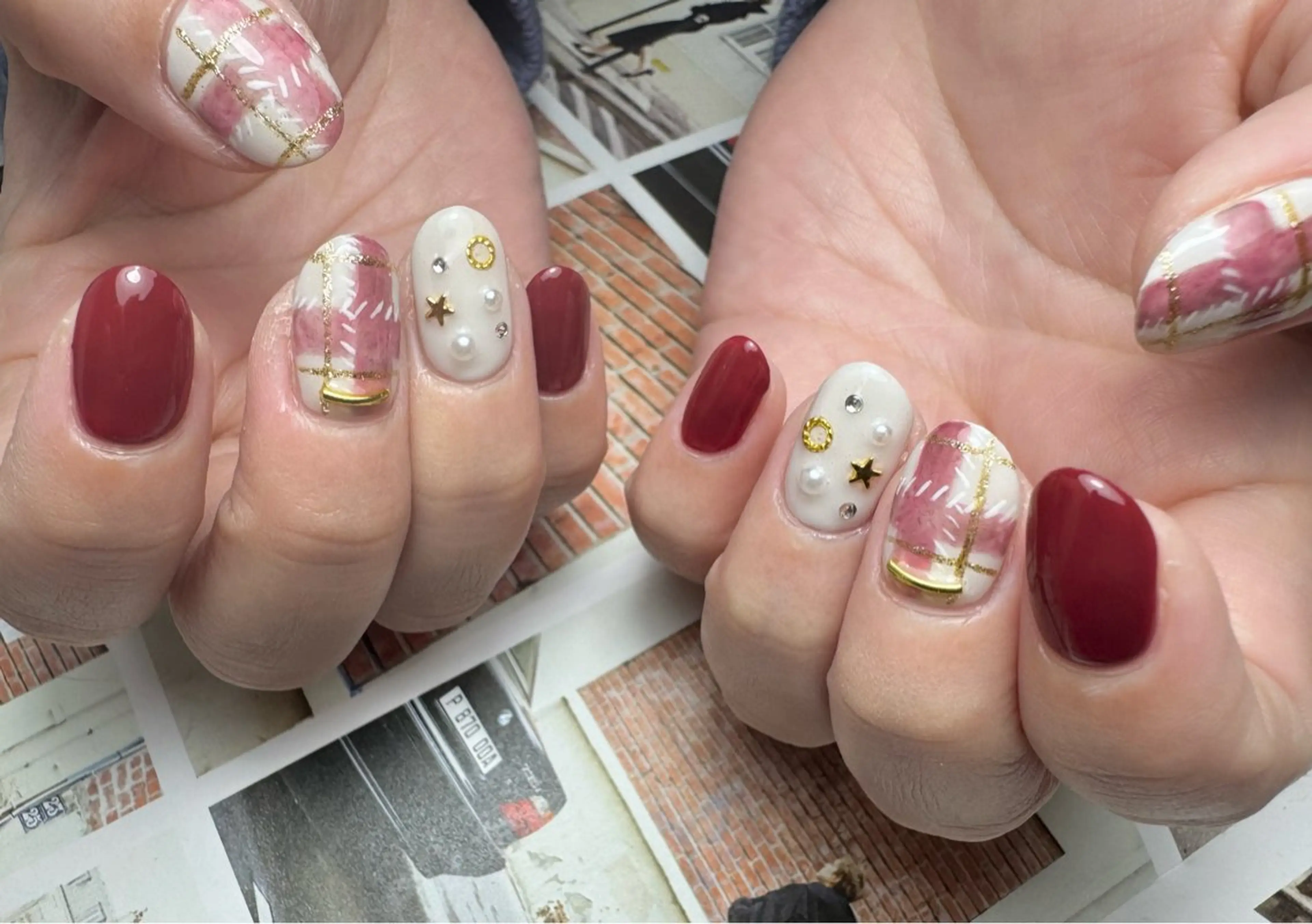 ネイル ボルドー 冬ネイル 白日-hakubi nail-のネイルデザイン