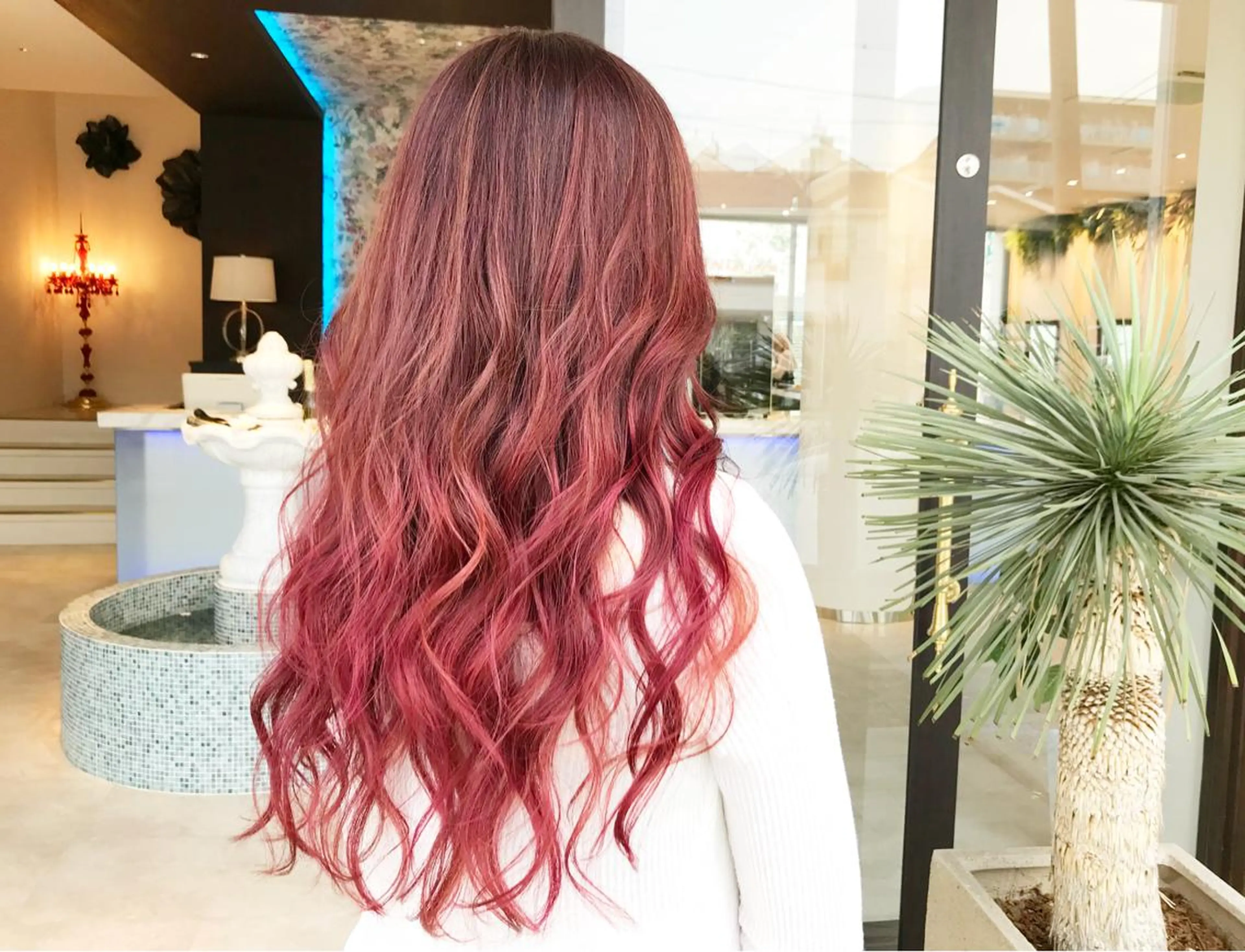 ロング ヘアカラー トリートメント haretoki 髪質改善サロンのヘアスタイル