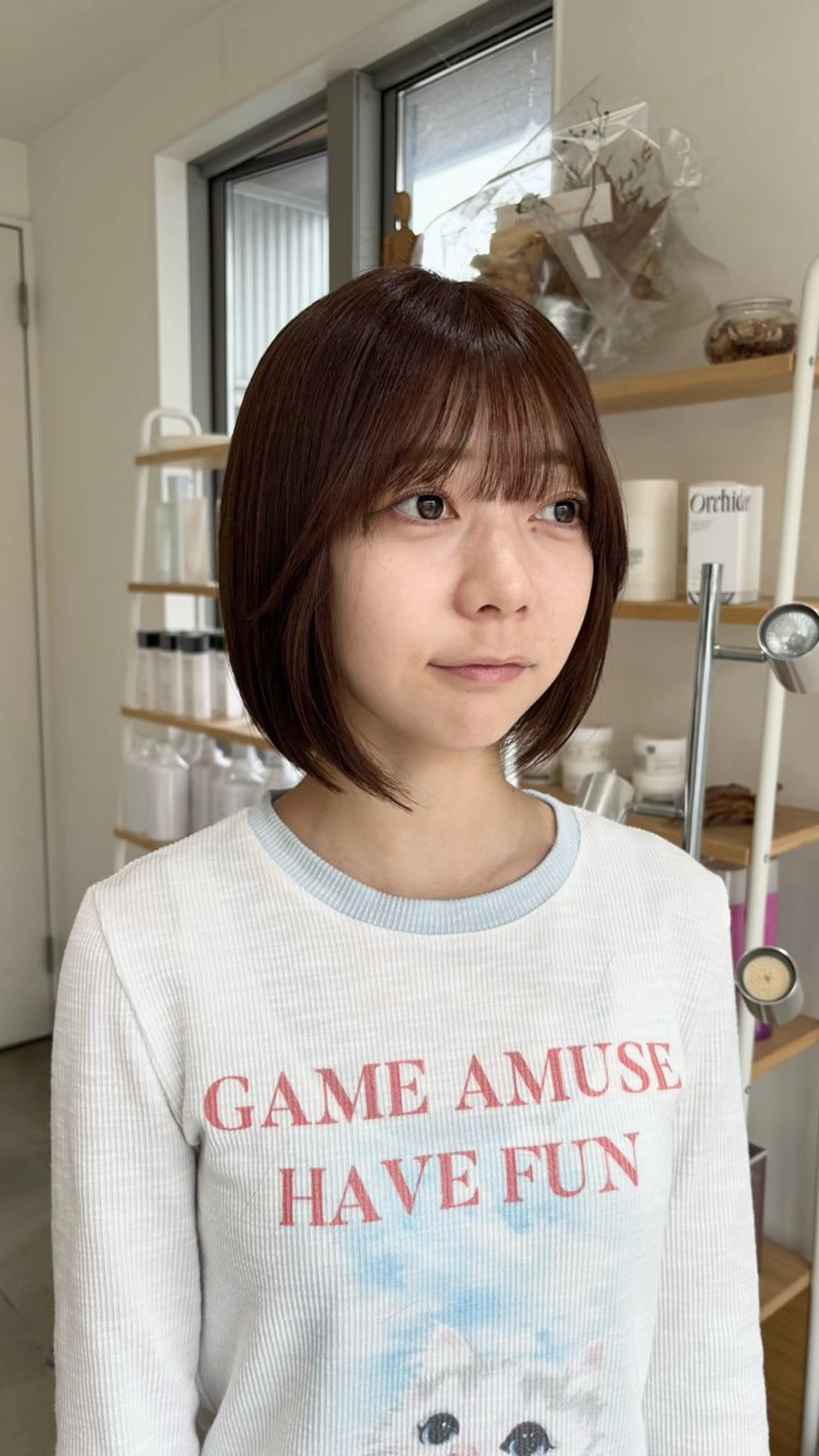 ショート カラー ブラウンカラー ボブ ヘアカラー 根岸 麻菜のヘアスタイル