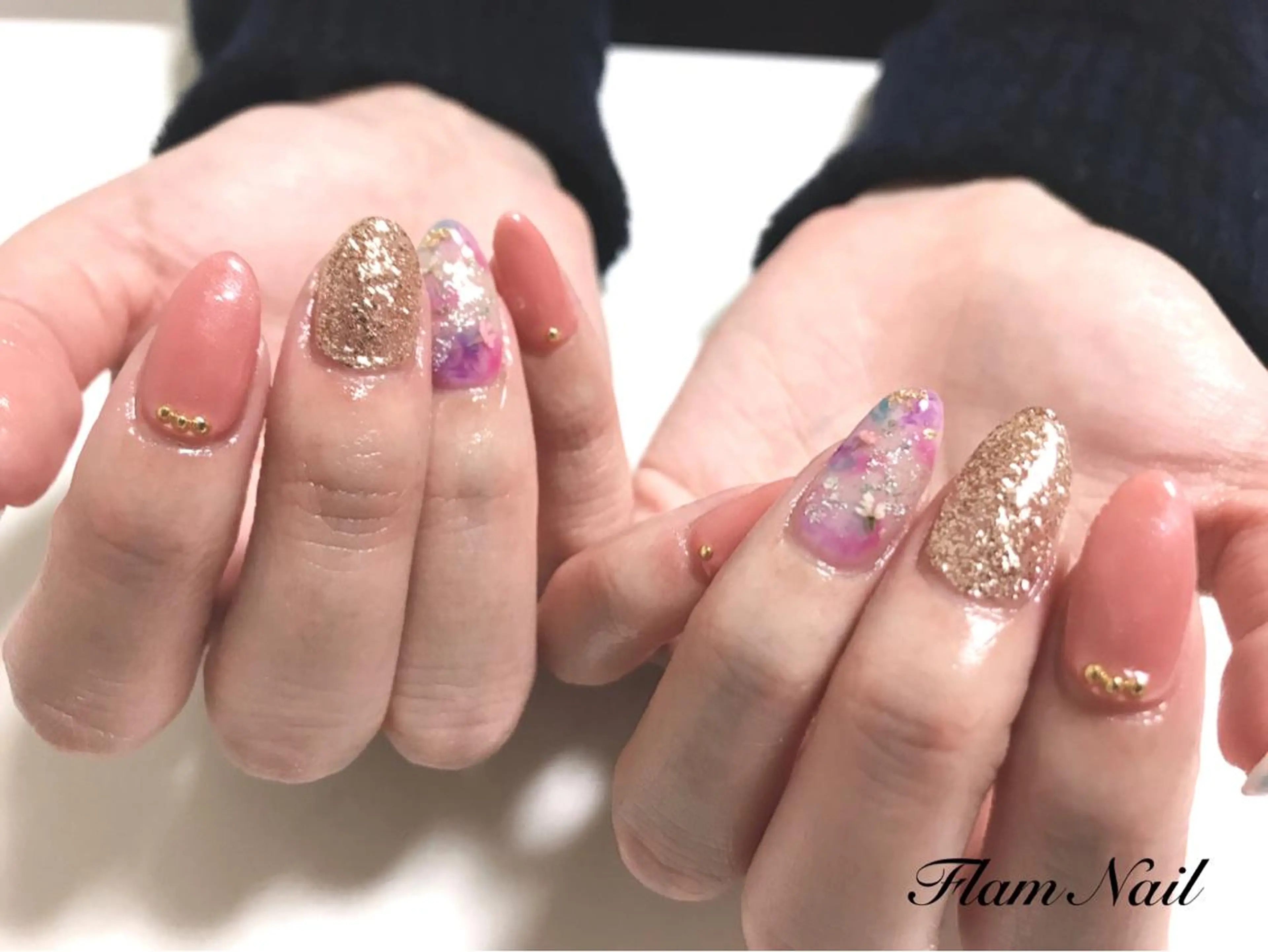 ネイル オレンジ Flam Nailのネイルデザイン