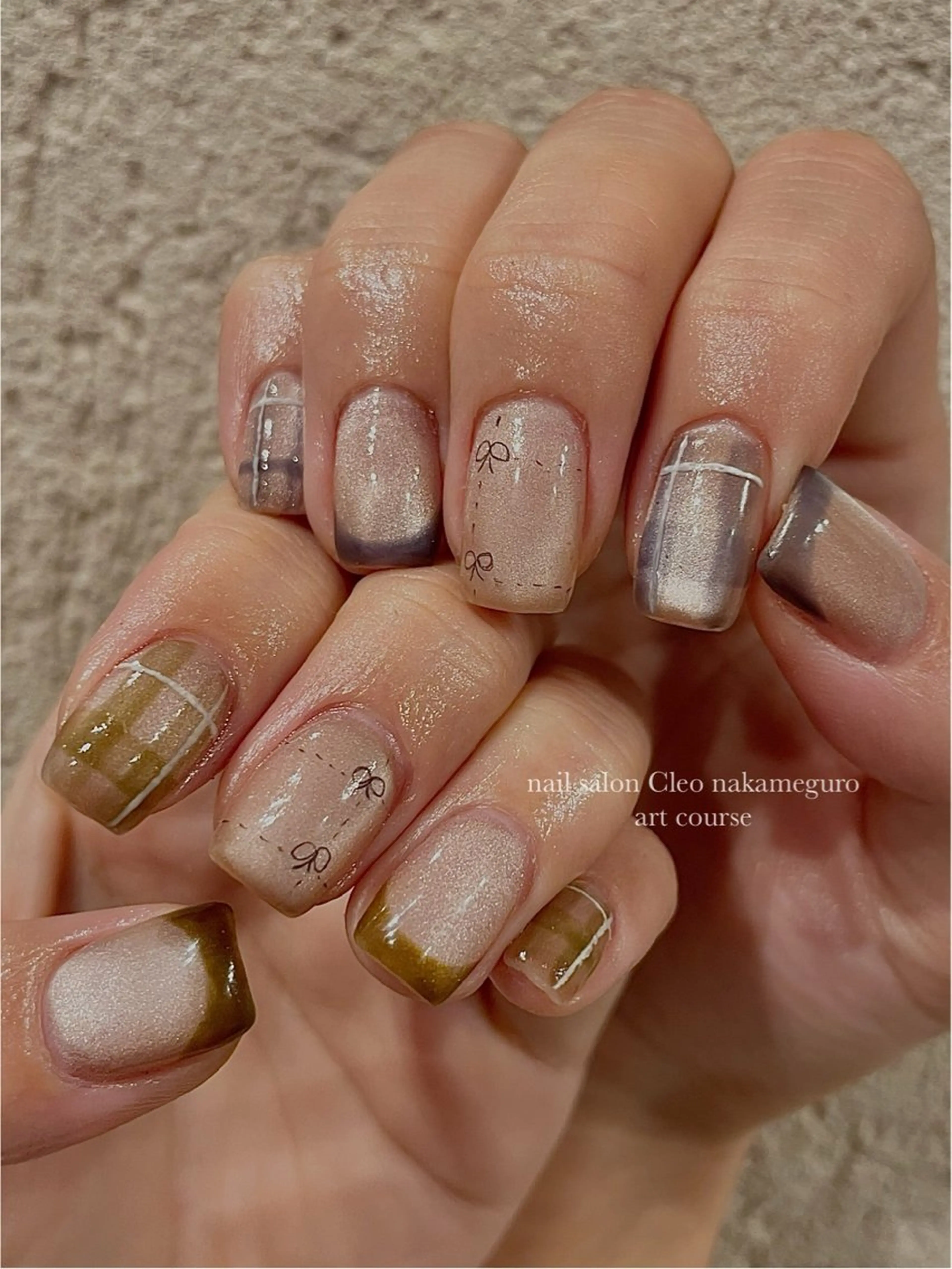 ネイル オーロラネイル フラワーネイル フレンチネイル ジェルネイル ハート ハンドネイル Cleo中目黒店 Hinahoのネイルデザイン