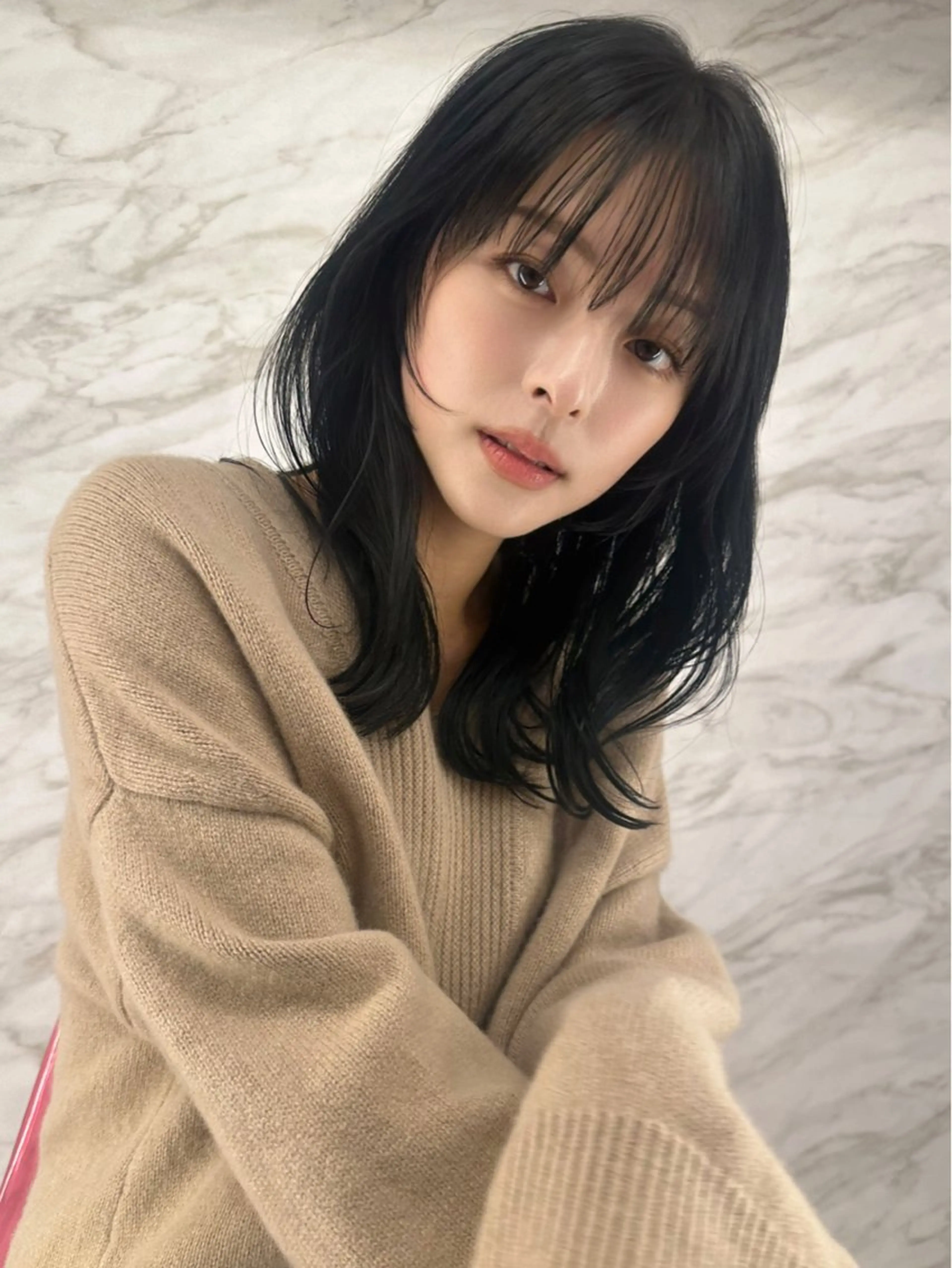 ミディアム くびれヘア 顔周りカット 韓国風ヘア カット ヘアカラー トリートメント ヘアセット 銀座副店長/レイヤー /髪質改善/田島のヘアスタイル