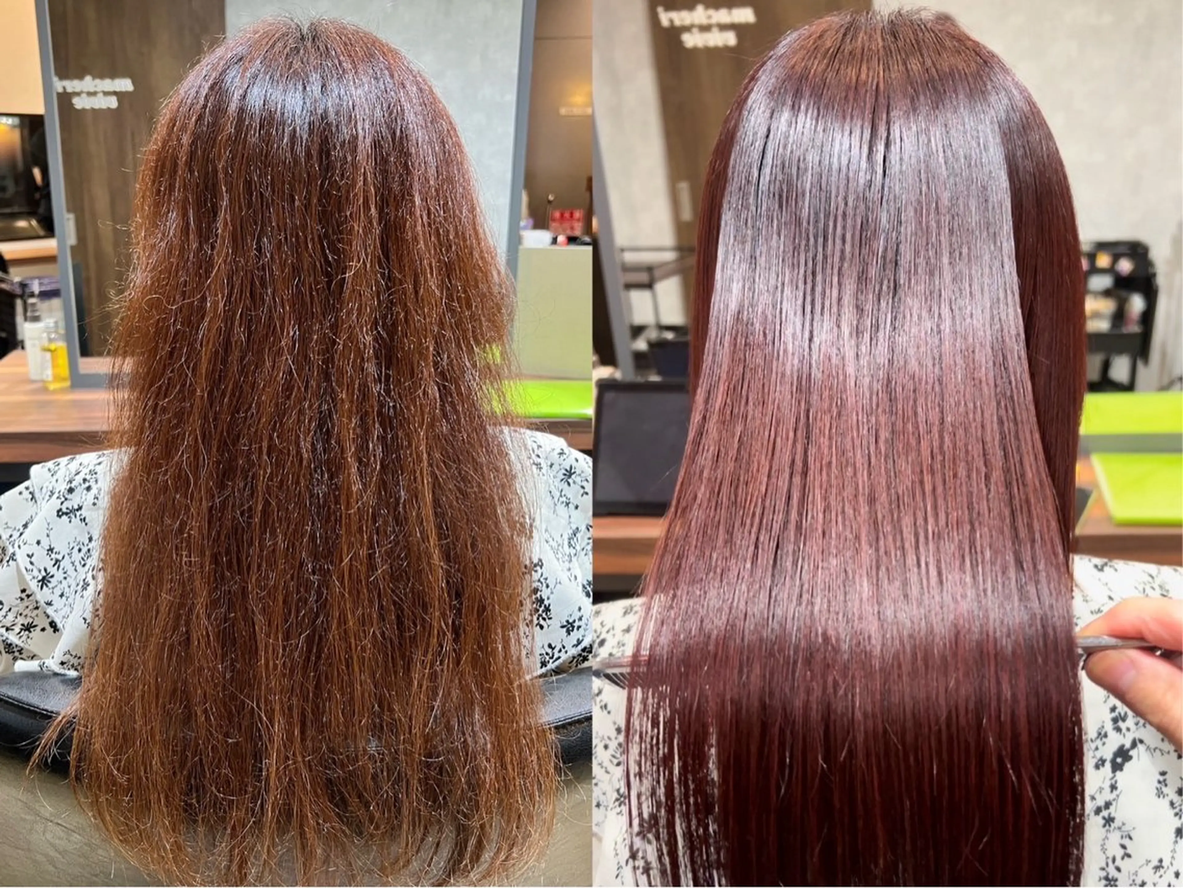 ロング カラー パーマ ストレートパーマ ミレイ/ミルクティー カラー/梅田美容室のヘアスタイル