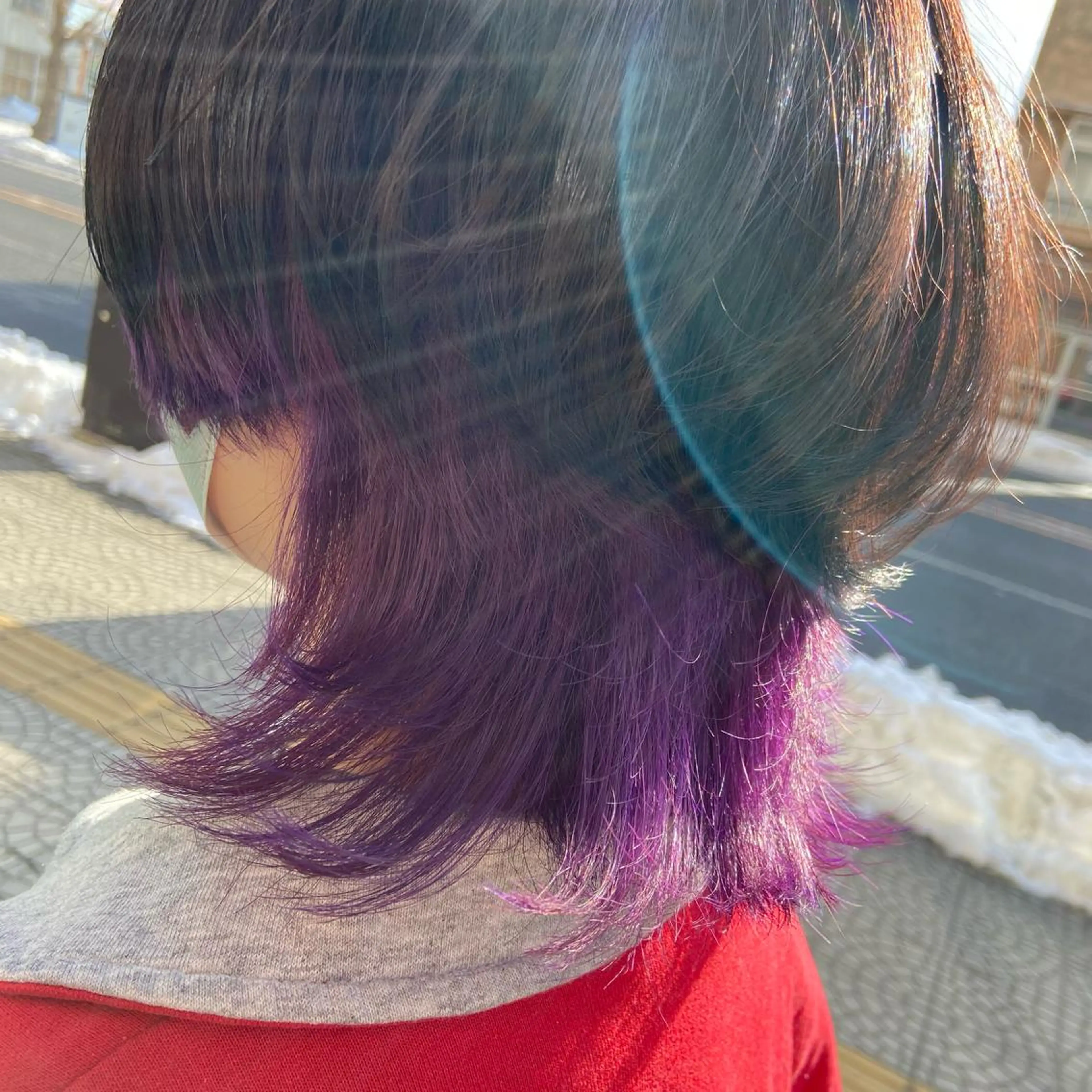ミディアム カラー バイオレットカラー カット ヘアカラー 大人かわいいインナー カラー/菊池柊真🎨のヘアスタイル