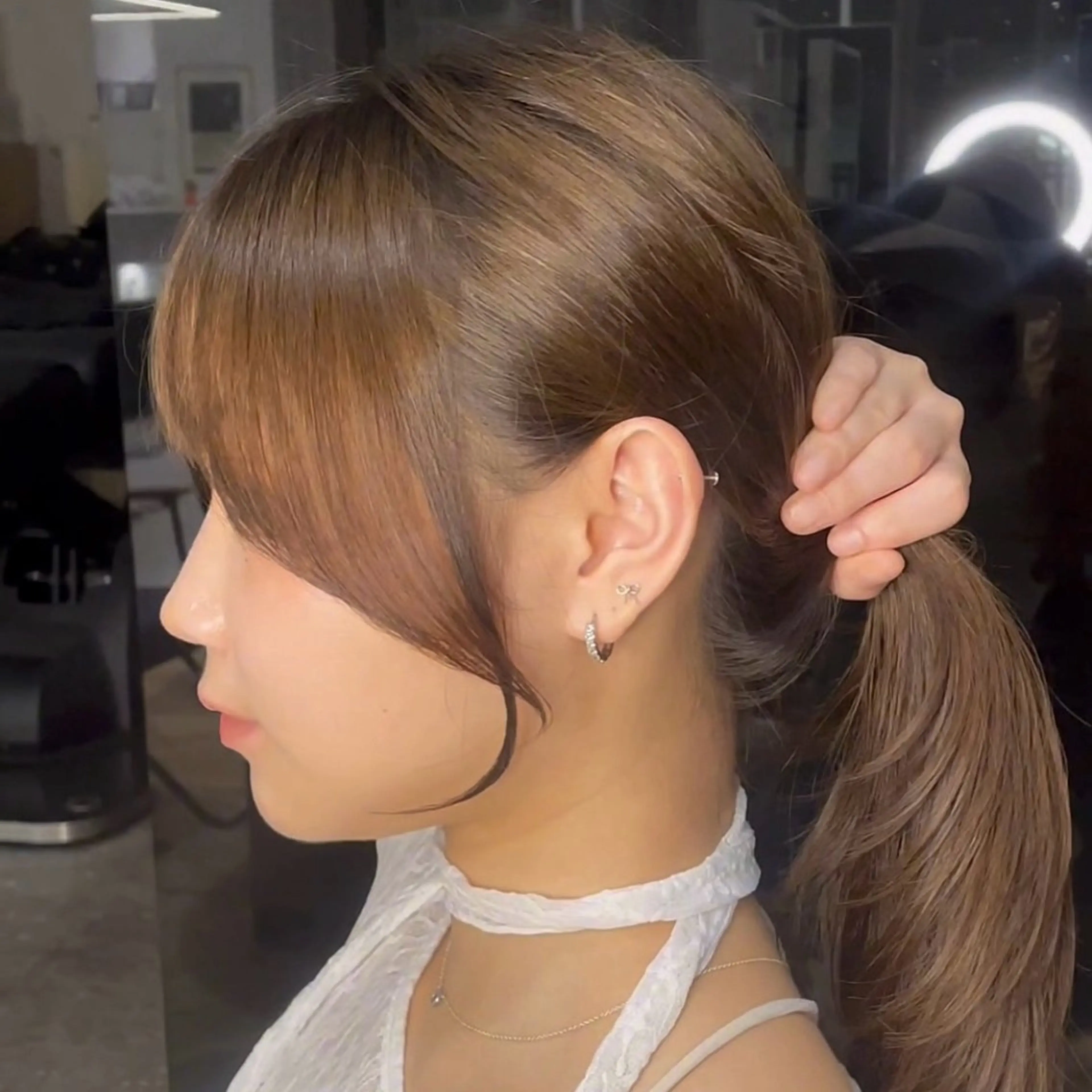 セミロング ケアカラー ハッシュカット ハイレイヤー 髪質改善 韓国風ヘア ハッシュカット🖤✨ 顔周り/韓国ヘアのヘアスタイル