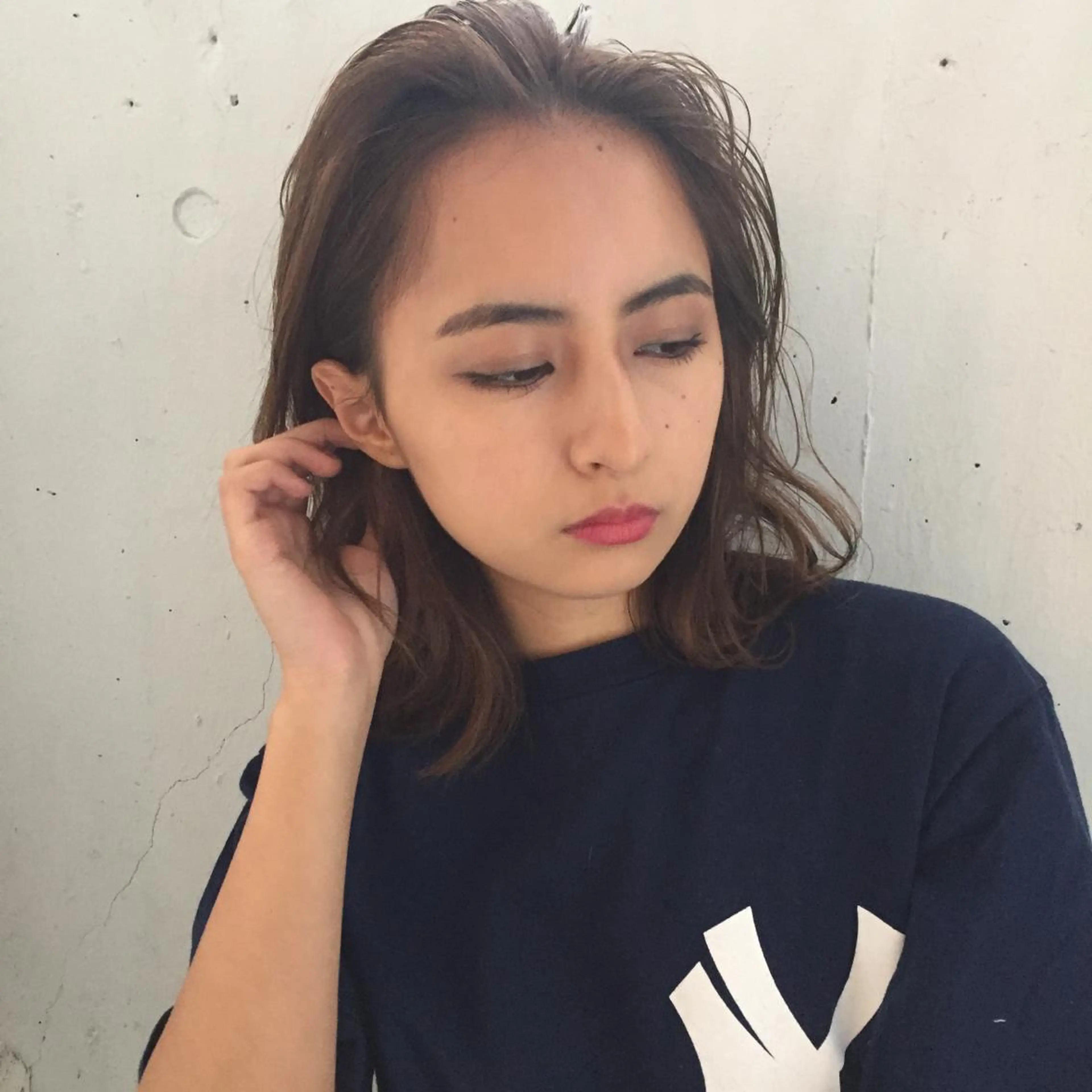 ミディアム 切りっぱなしボブ ミディアムパーマ アッシュ ボブ 外国人風カラー ショート職人 美容師【KENTA】のヘアスタイル