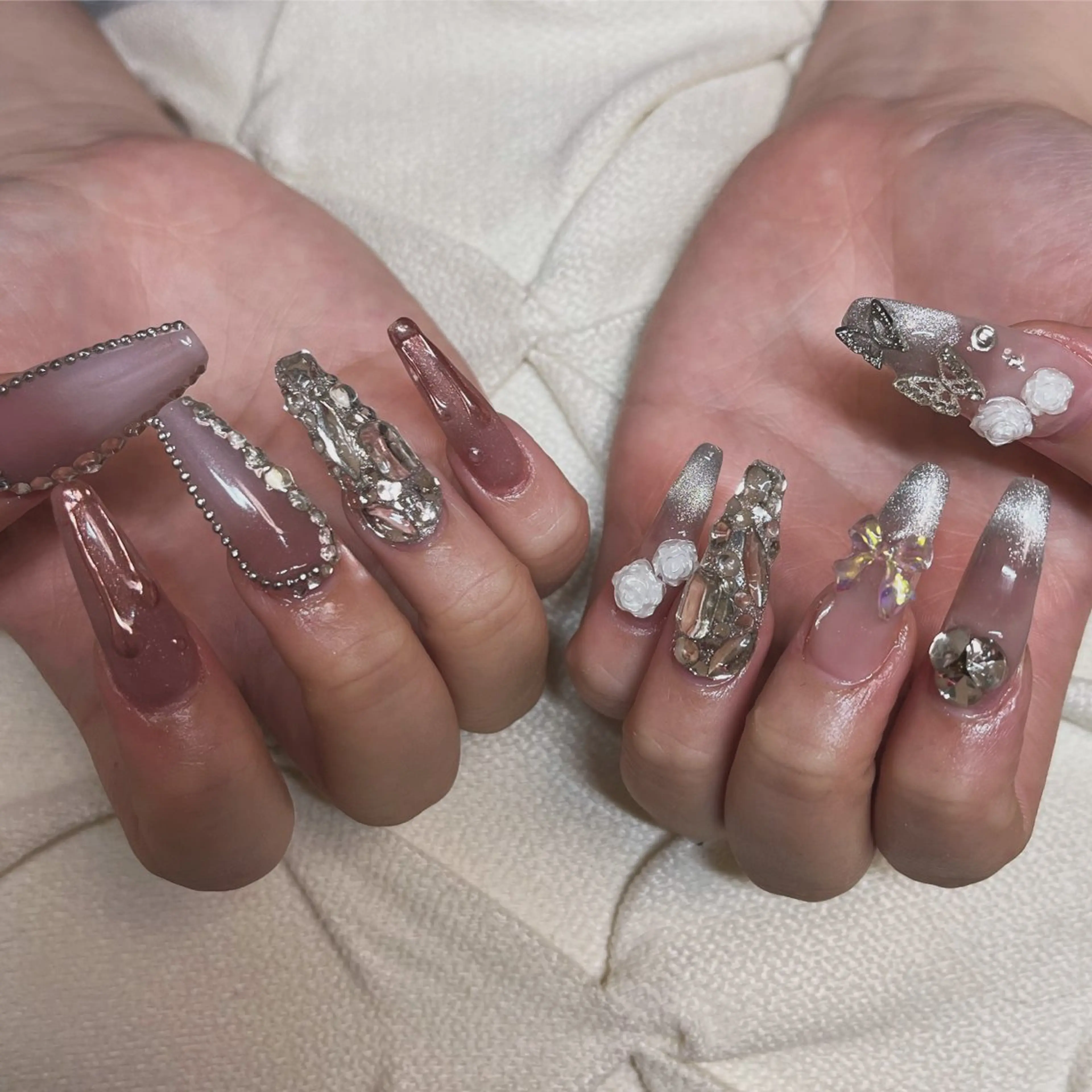 ネイル フラッシュネイル グラデーション ラメ(グリッター) マグネットネイル ツイードネイル ハンドネイル nail.salon .Reversalのネイルデザイン