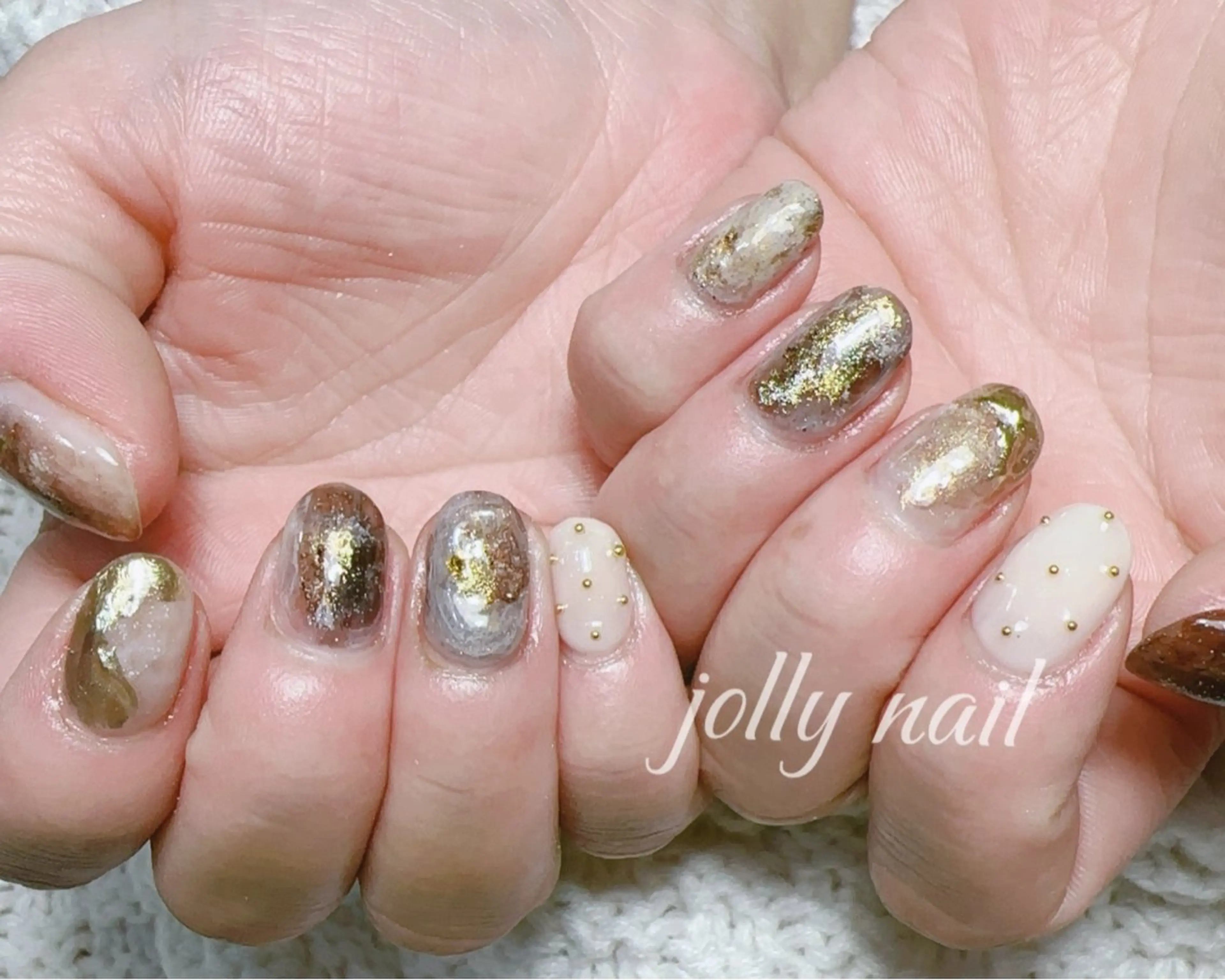 ネイル ハンドネイル Jolly チップ長さだしのネイルデザイン