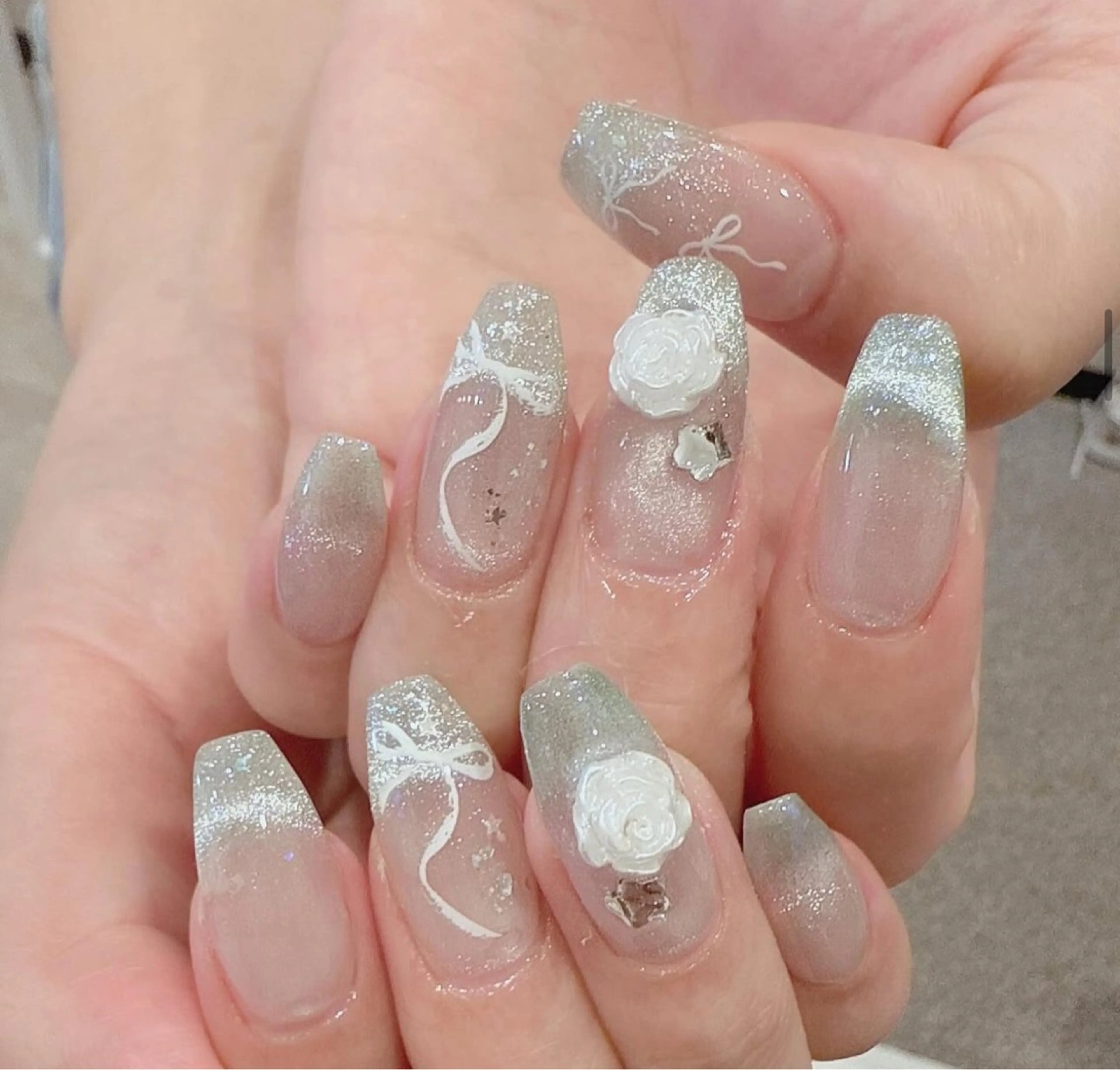 ネイル アートネイル フラワーネイル フレンチネイル ジェルネイル グラデーション ハンドネイル Ryu Nail NekoChanのネイルデザイン