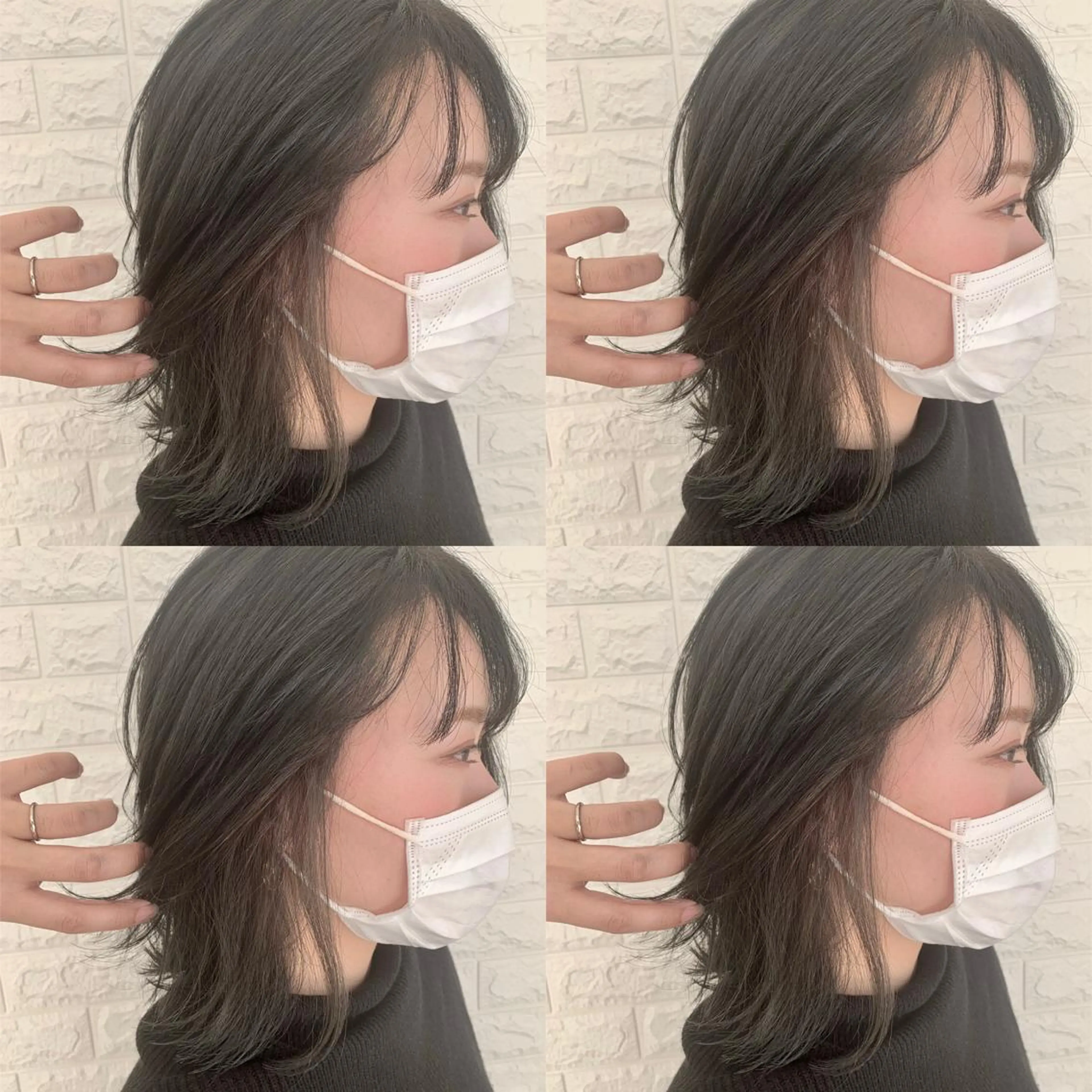 ミディアム カラー ブリーチ イヤリングカラー グレージュ ヘアカラー ハイトーン/ブリーチ 山崎　悠次のヘアスタイル