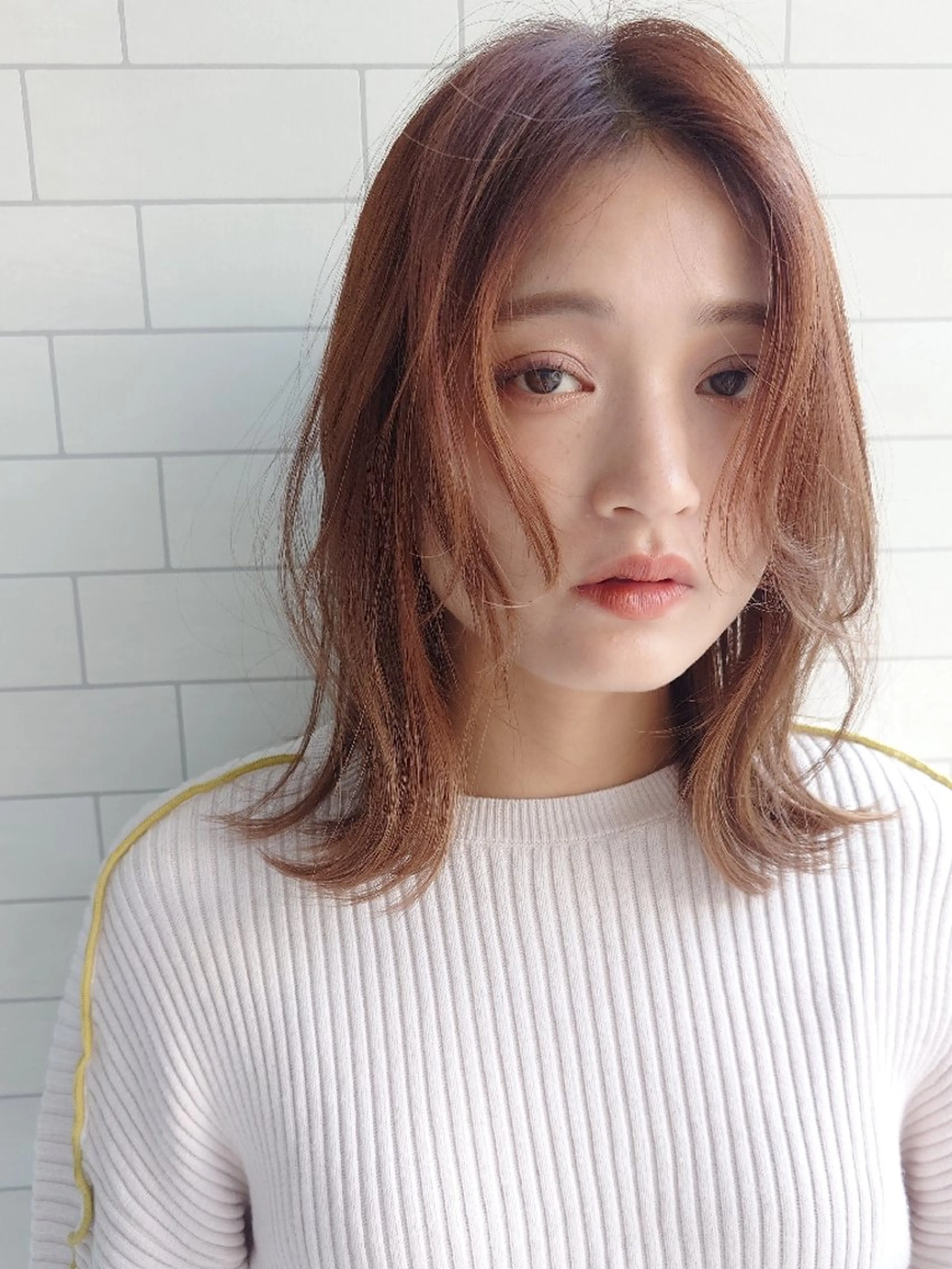 ミディアム カラー パーマ カット ヘアカラー ✨ブリーチなし透明感 カラー✨ゆりかのヘアスタイル