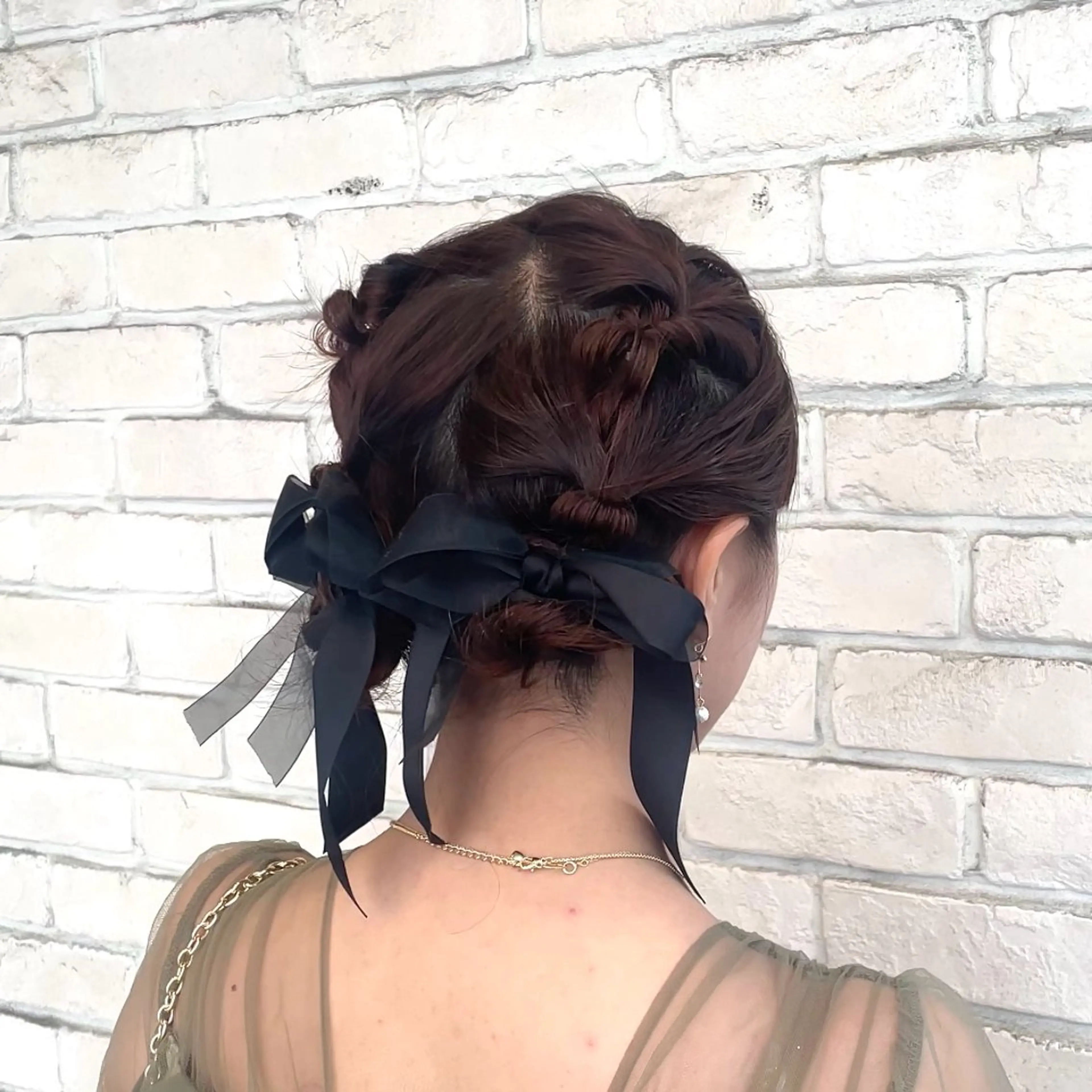 ミディアム ヘアアレンジ ボブ ヘアセット 横浜パーマ🌐メンズ 暖色カラーもえかのヘアスタイル