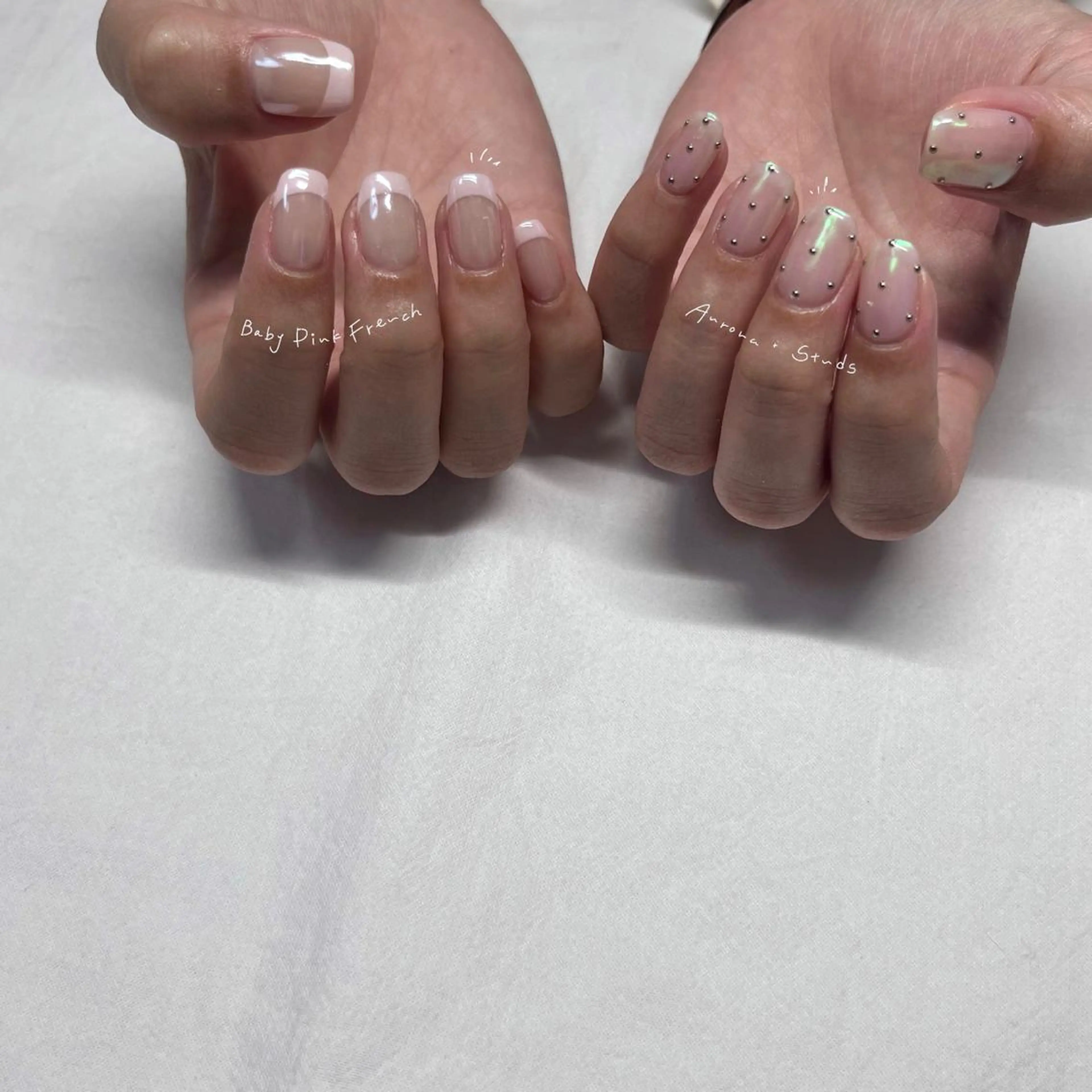 ネイル オーロラネイル フレンチネイル ジェルネイル 氷ネイル・うるうるネイル 韓国ネイル ハンドネイル &. momoのネイルデザイン