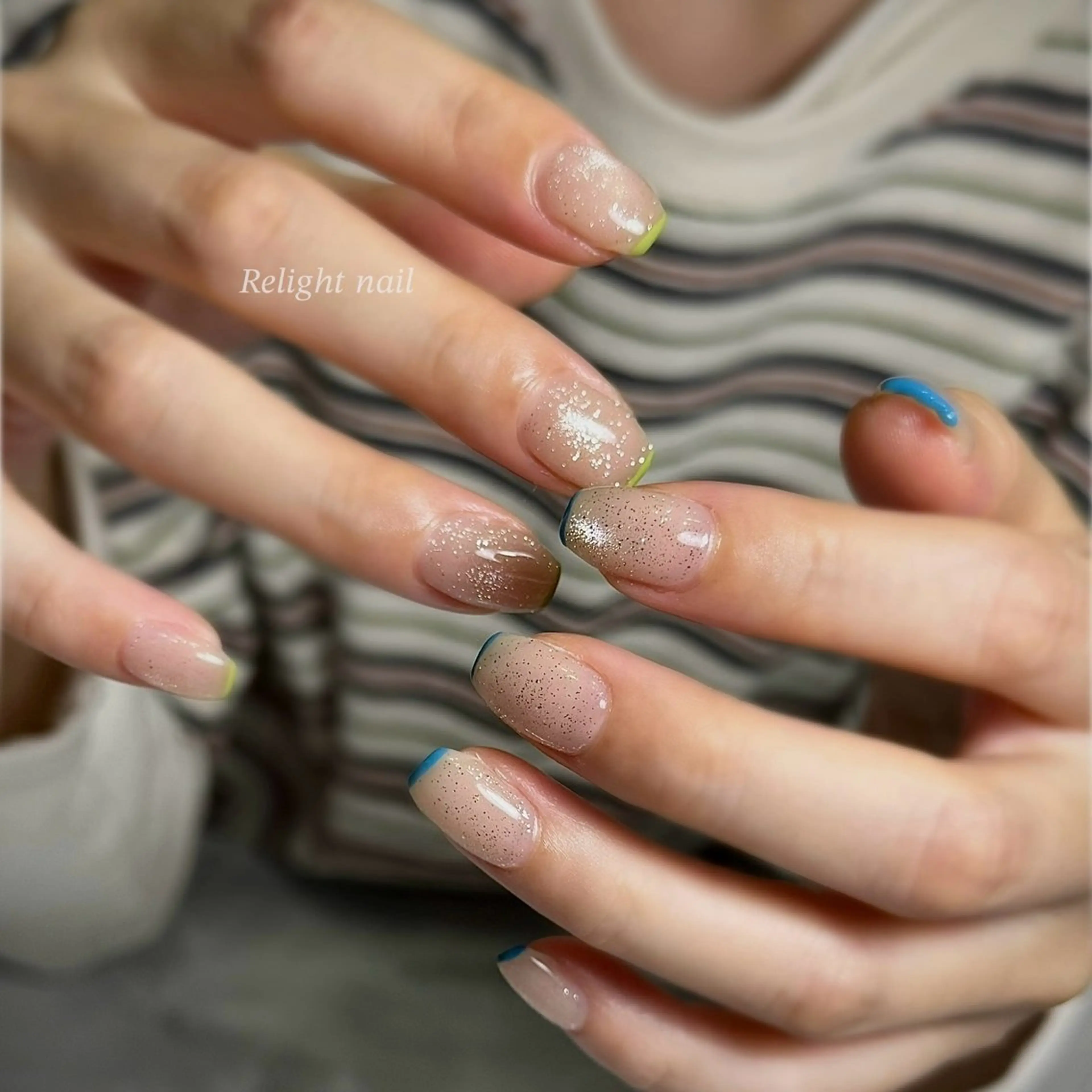 ネイル フラッシュネイル フラッシュマグ フレンチネイル ハンドネイル Relight RIEのネイルデザイン