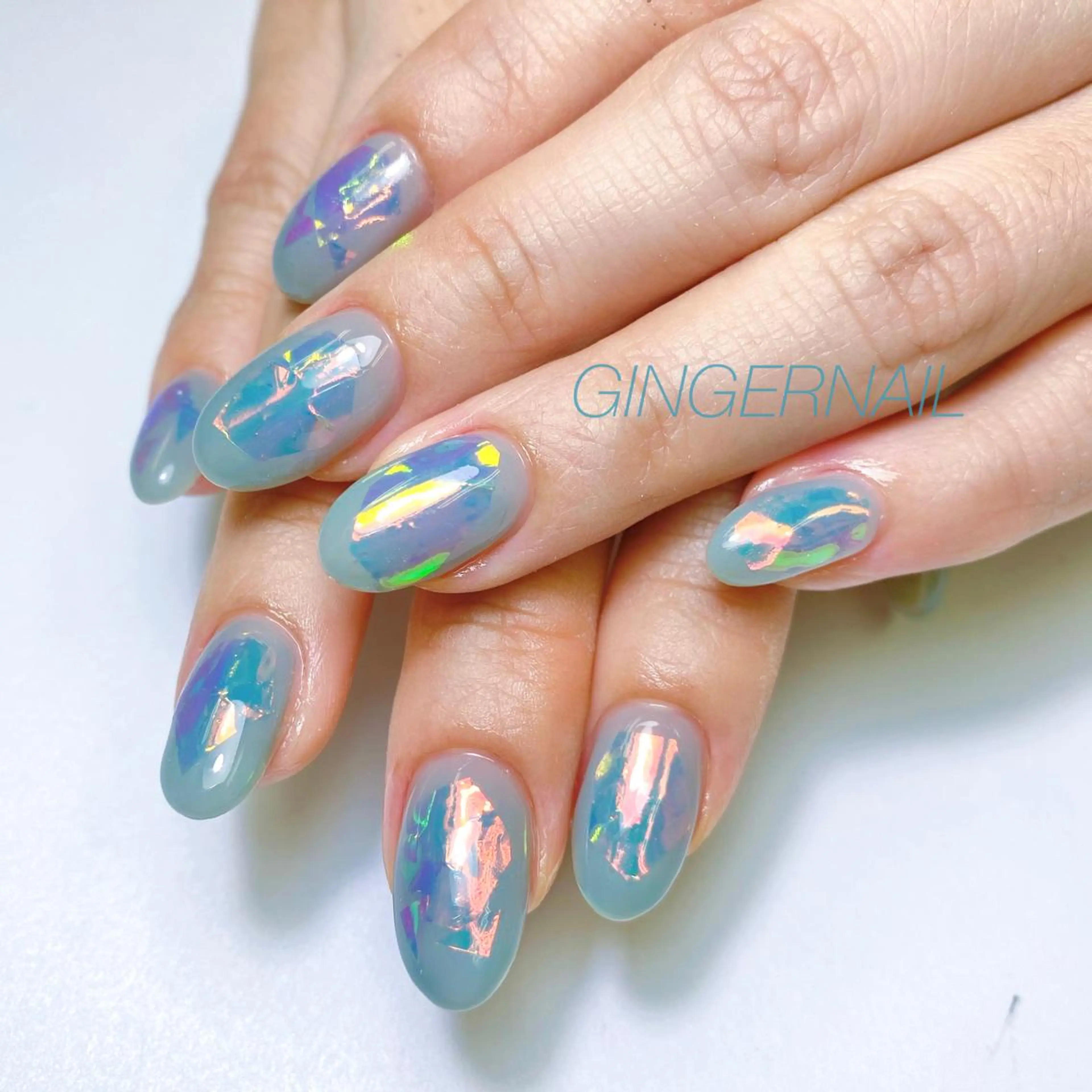 ネイル 氷ネイル・うるうるネイル ハンドネイル ハンドケア 代々木 GINGERNAILのネイルデザイン
