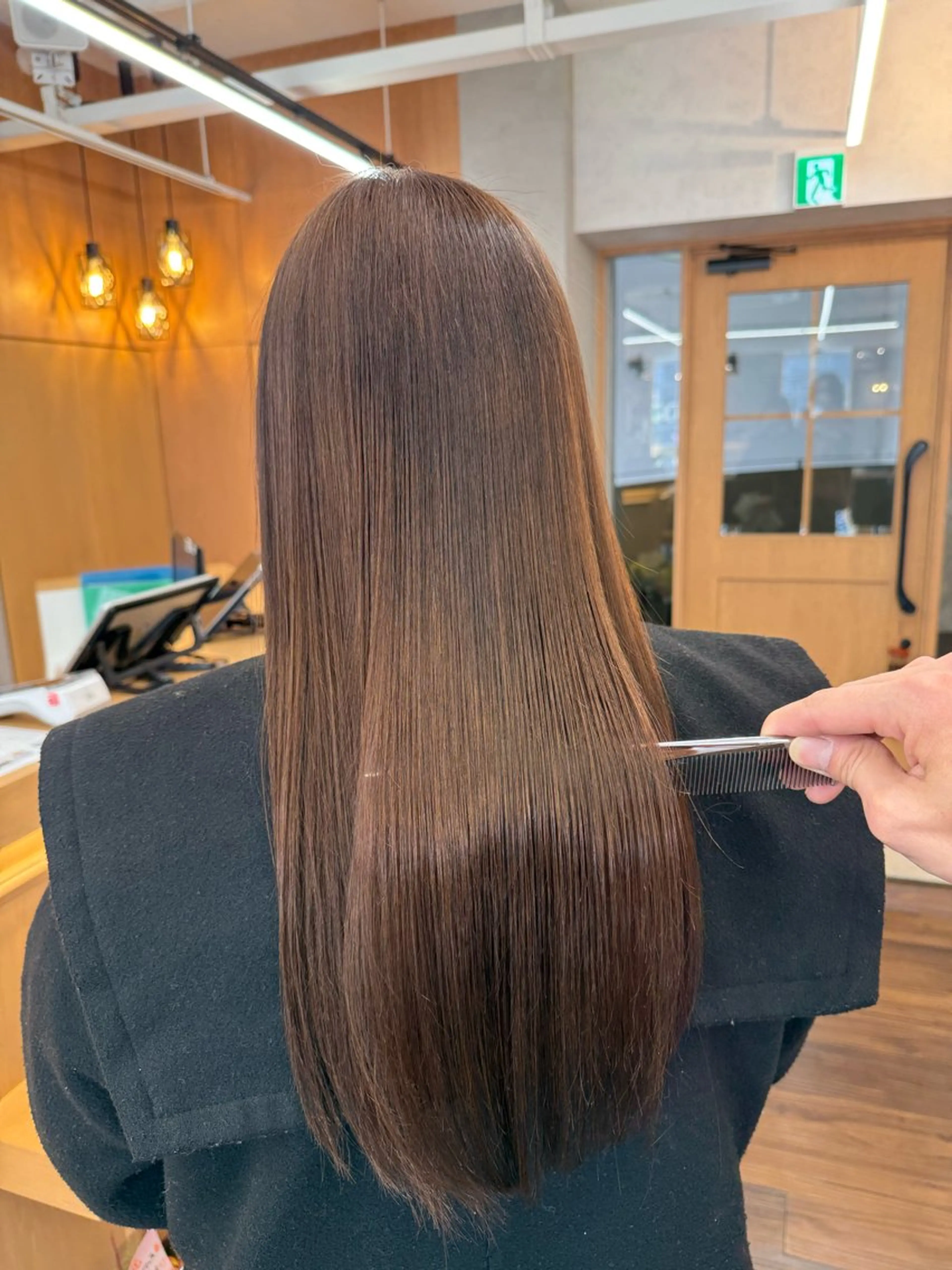 👑明るめカラーが可能👑カット＋ブリーチなしWカラー＋酸性ストレート＋トリートメント【ブリーチしたくない方におすすめ】の写真