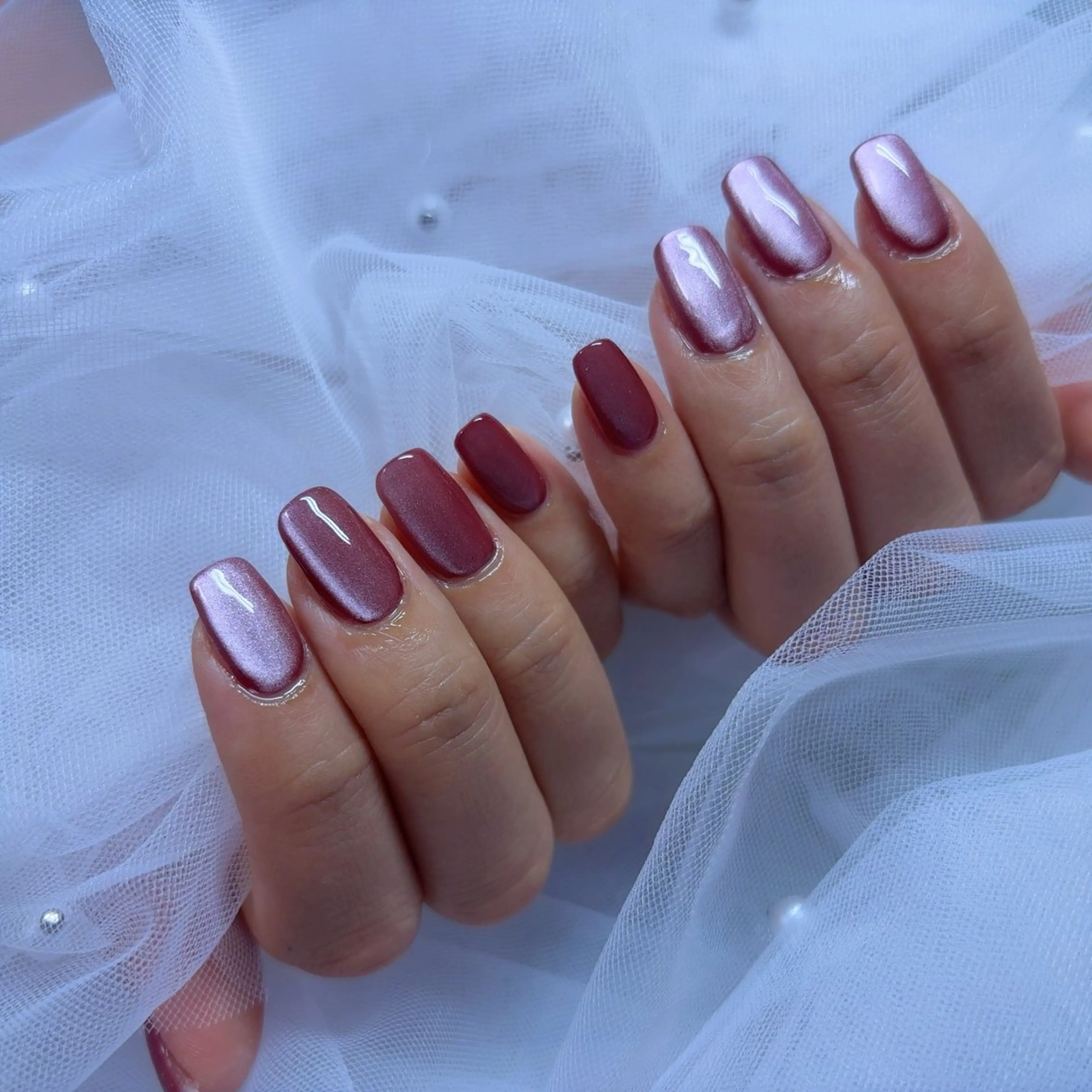 ネイル 長さ出し ジェルネイル 韓国ネイル マグネットネイル ニュアンスネイル ハンドネイル NailSpace 猫のいるネイルサロンのネイルデザイン