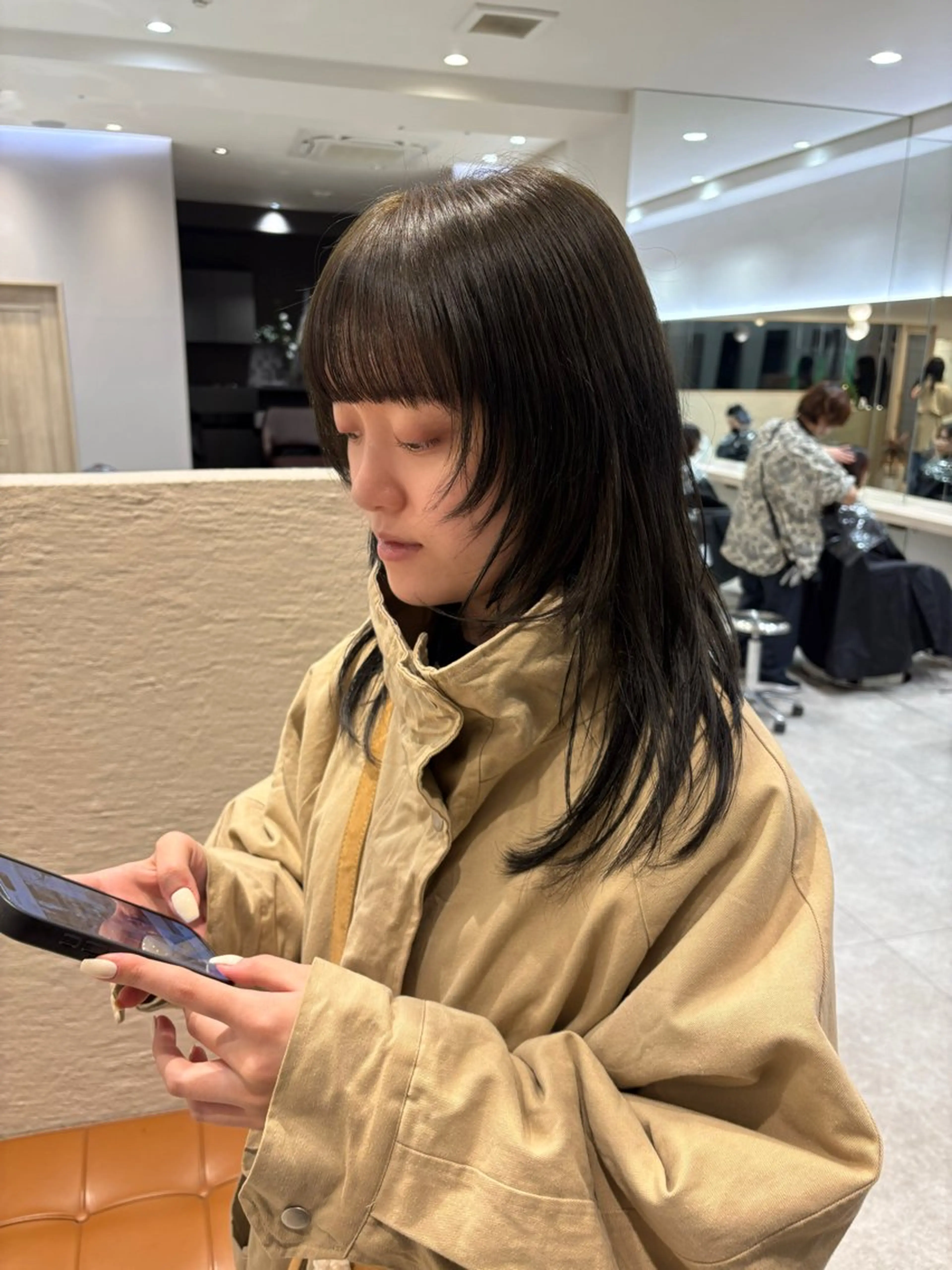 セミロング カラー 透明感カラー グレージュ オリーブグレージュ オリーブグレー レイヤーカット カット ヘアカラー トリートメント 艶髪縮毛矯正/レ イヤー/atsumiのヘアスタイル